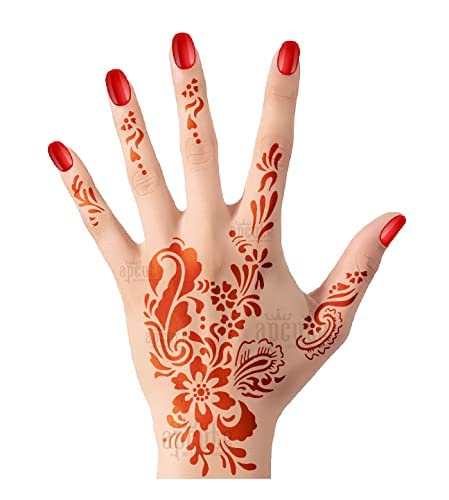 APCUTE Henna Tattoo Stencils for Women & Kids - 2 Piece Easy Apply Mehndi Design Kit (APCUTE-H24) | Perfect for Parties, Weddings & Festive Celebrations