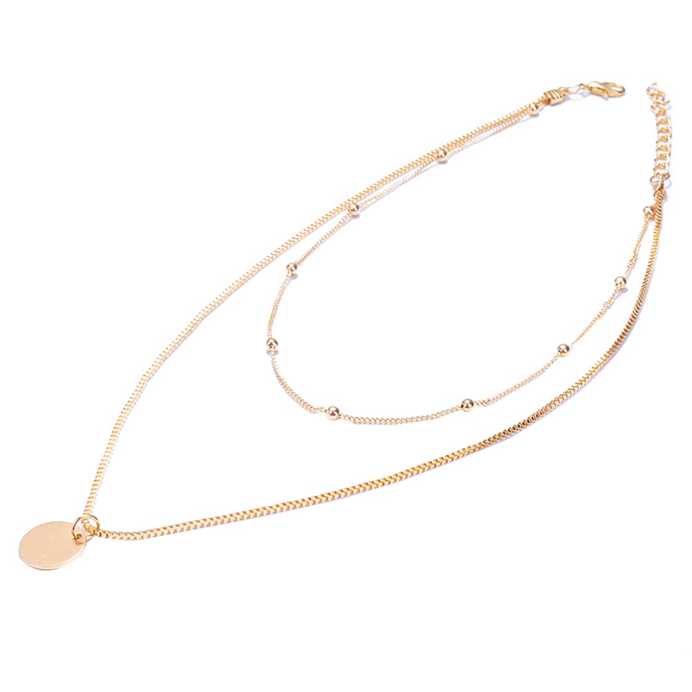 Shineweb Elegant Double Layer Chain Necklace for Women - Round Pendant Clavicle Jewelry, Perfect for Party, Anniversary & Gift Giving | Fashion Accessories for Date Night, Wedding & Special Occasions