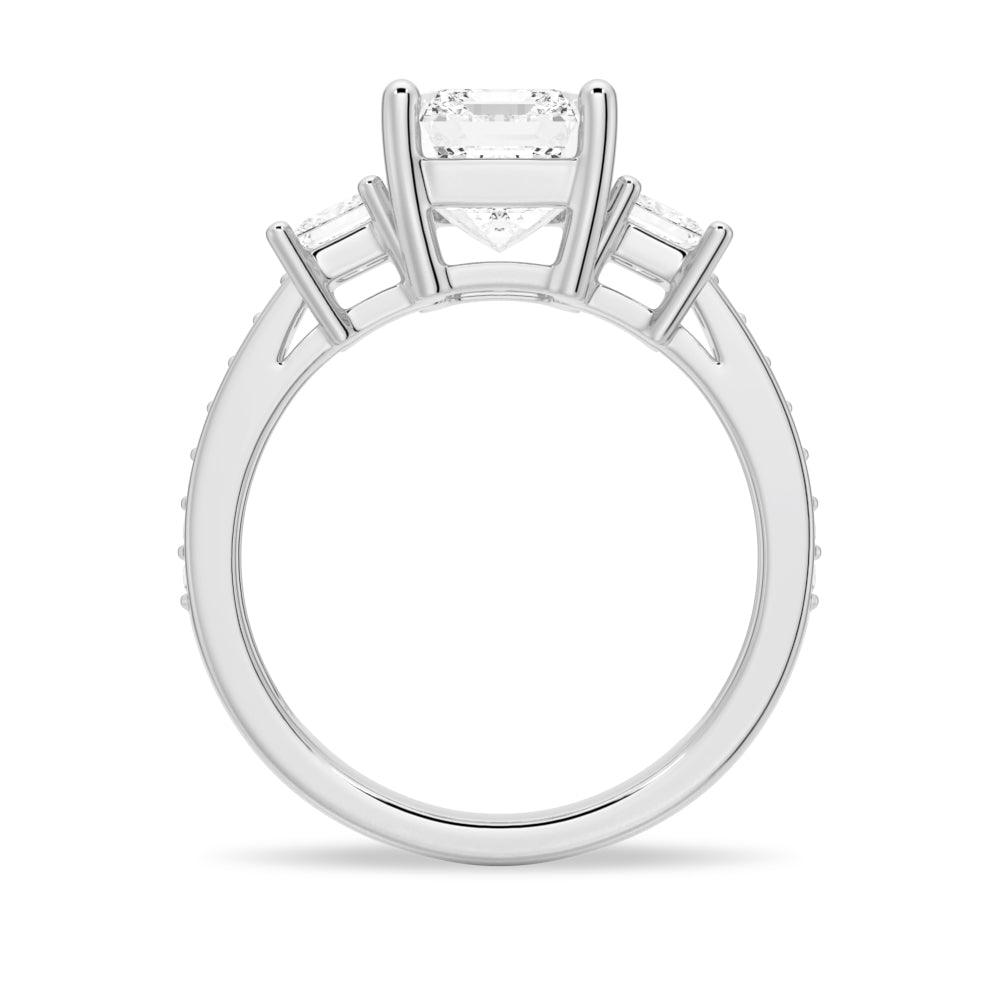 Emerald Cut Three Stone Engagement Ring for Women - Vintage Inspired Diamond Wedding Band - Perfect for Proposals, Anniversaries & Special Occasions