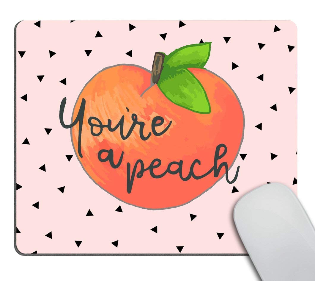 Custom Smooffly Gaming Mousepad - Hand Drawn Peach Design with 'You're a Peach' Quote - Non-Slip Computer & Laptop Mouse Pad for Gamers, Office & Home Use