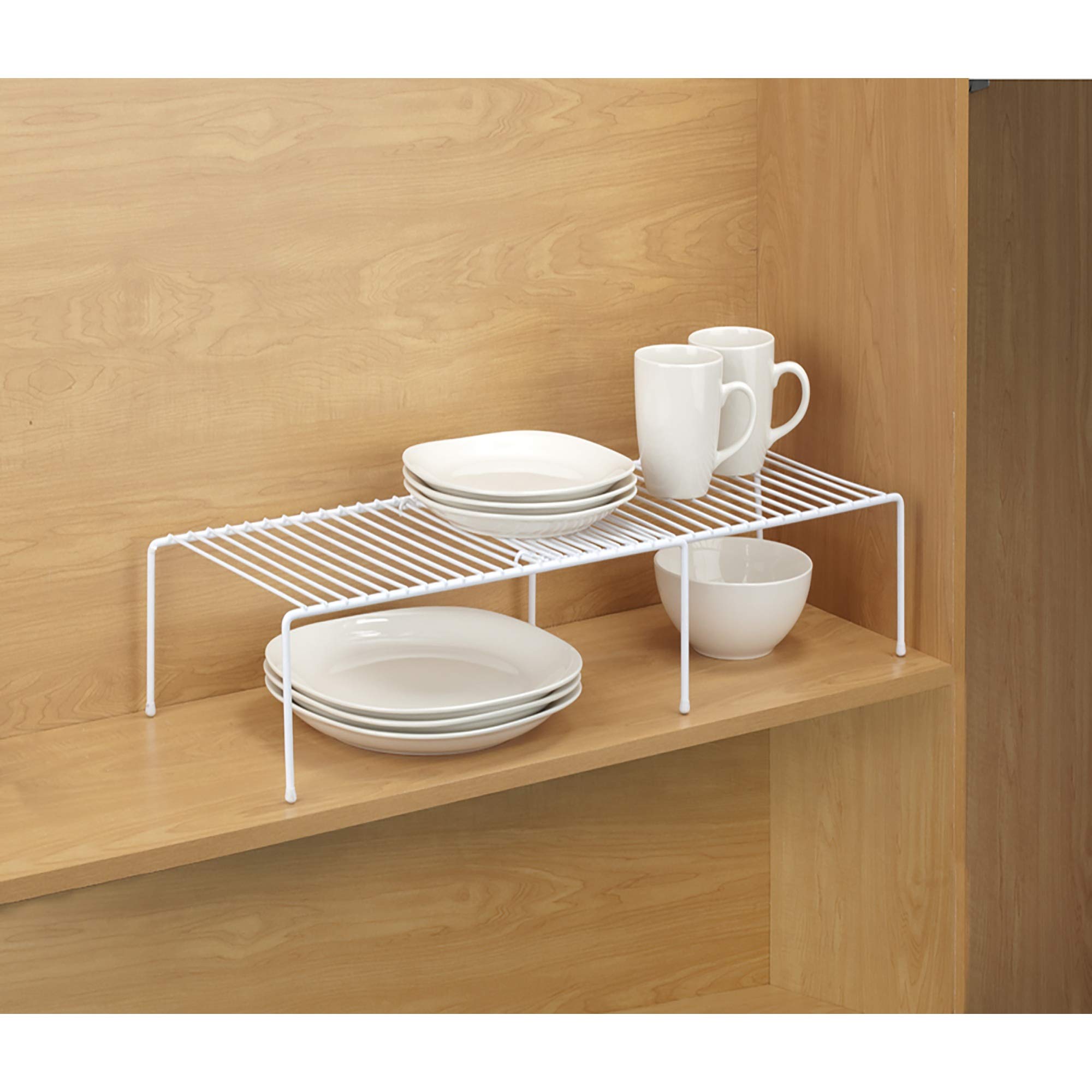 Expandable Kitchen Helper Shelf - White Space Saver Organizer for Cabinets, Countertops & Pantry Storage | Perfect for Small Kitchens & Clutter-Free Organization