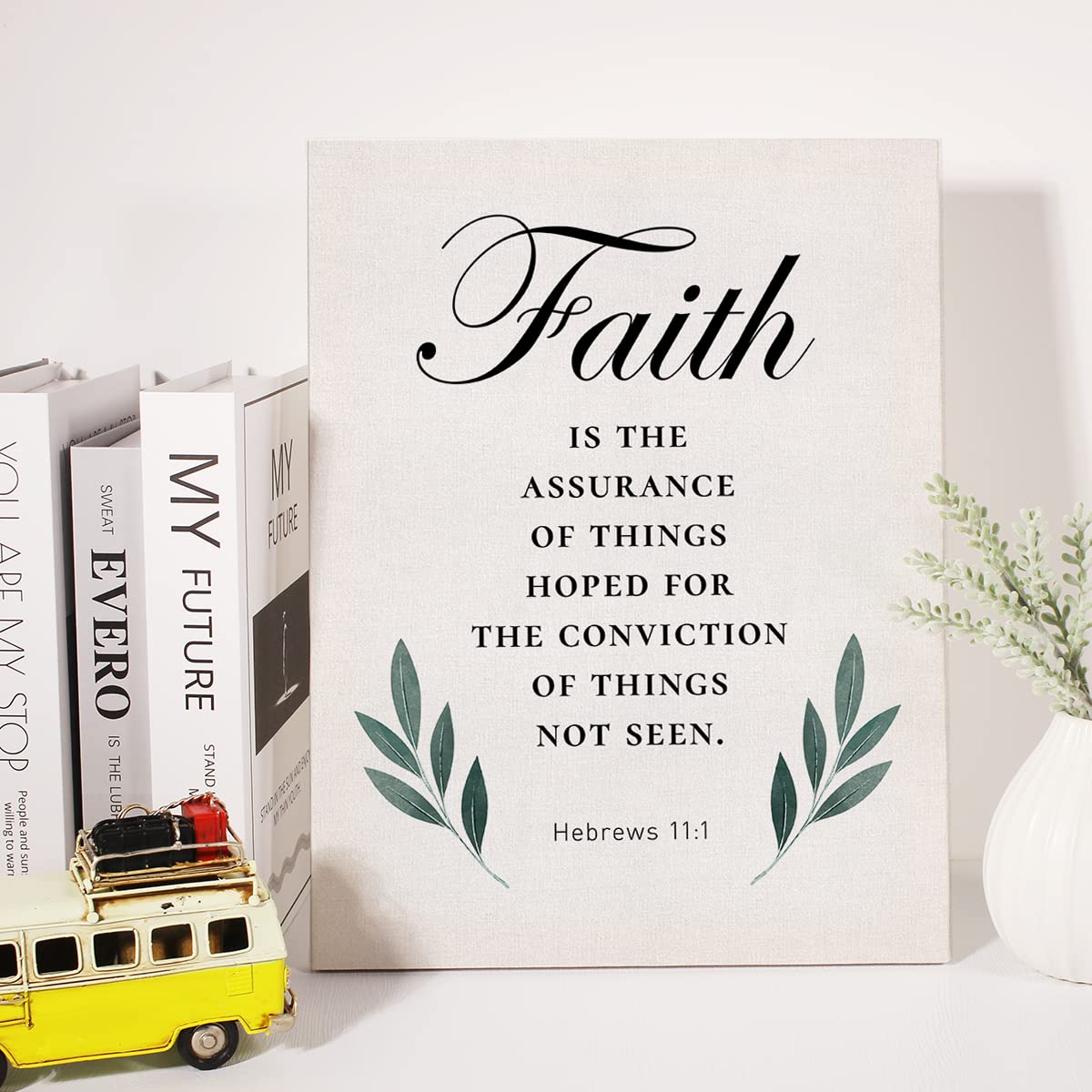 Christian Canvas Wall Art - Motivational 'Faith is Being Sure of What We Hope For' Bible Verse Print - Framed Scripture Painting Home Decor 12x15 Inch - Perfect for Living Room, Bedroom & Office Inspiration