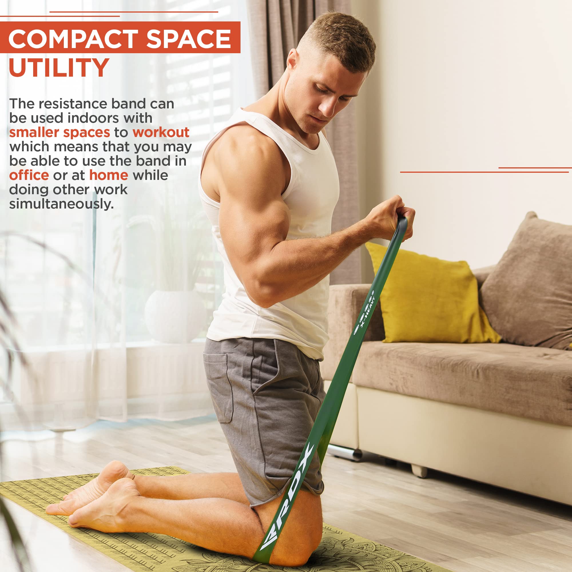 RDX 5-Level Resistance Bands Set - RoHS & CPSIA Certified, Skin-Friendly Thick Stretch Loops for Yoga, Home Gym, Fitness Workouts - Perfect for Glutes, Pilates, Leg & Arm Training, Mobility Exercises & Body Toning - Ideal for Home Workouts, Gym Training & Physical Therapy Sessions