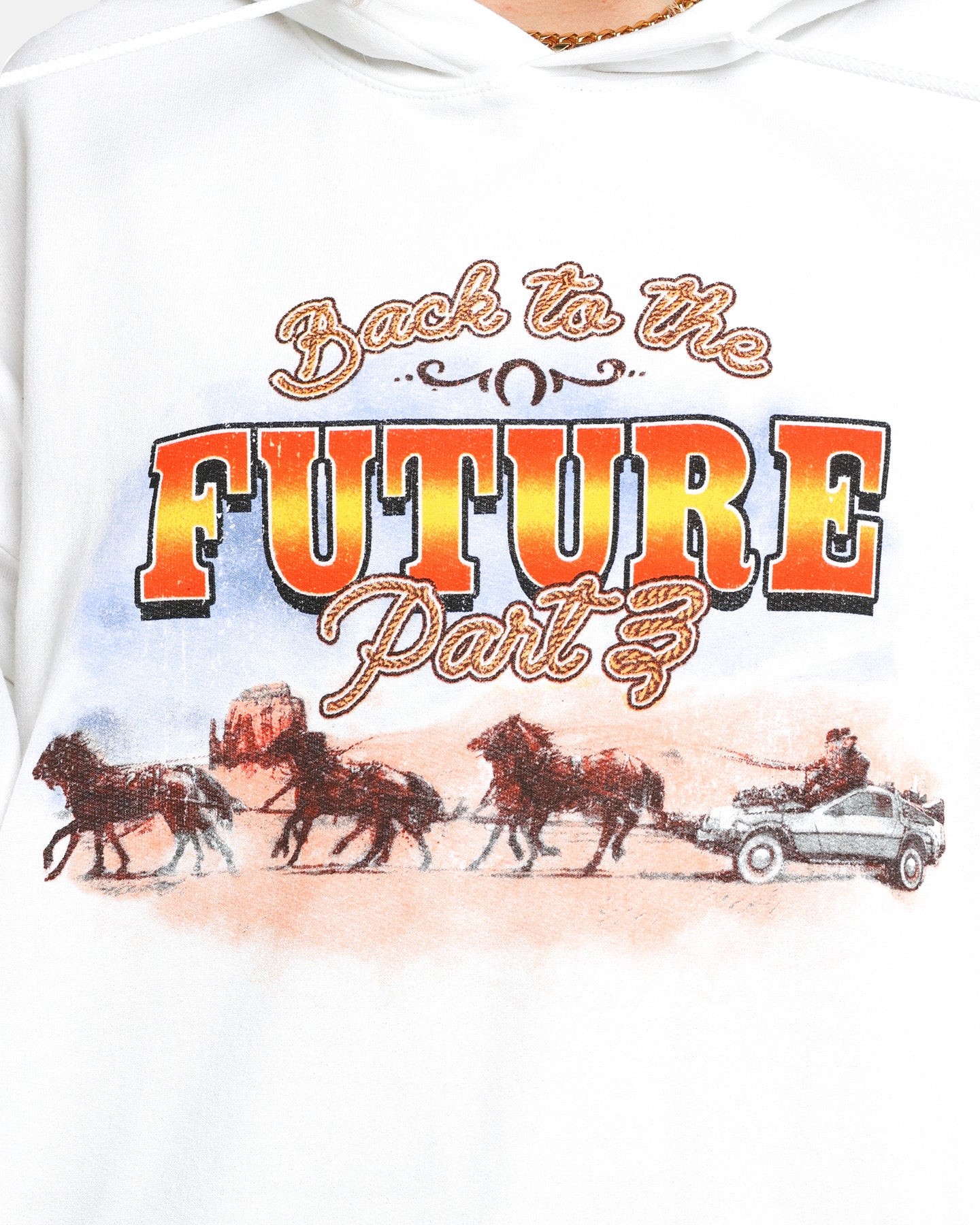 Back To The Future 3 Hoodie - Vintage Movie Merchandise - White Cotton Pullover for Men & Women - Perfect for Cosplay, Movie Nights & 80s Retro Fashion