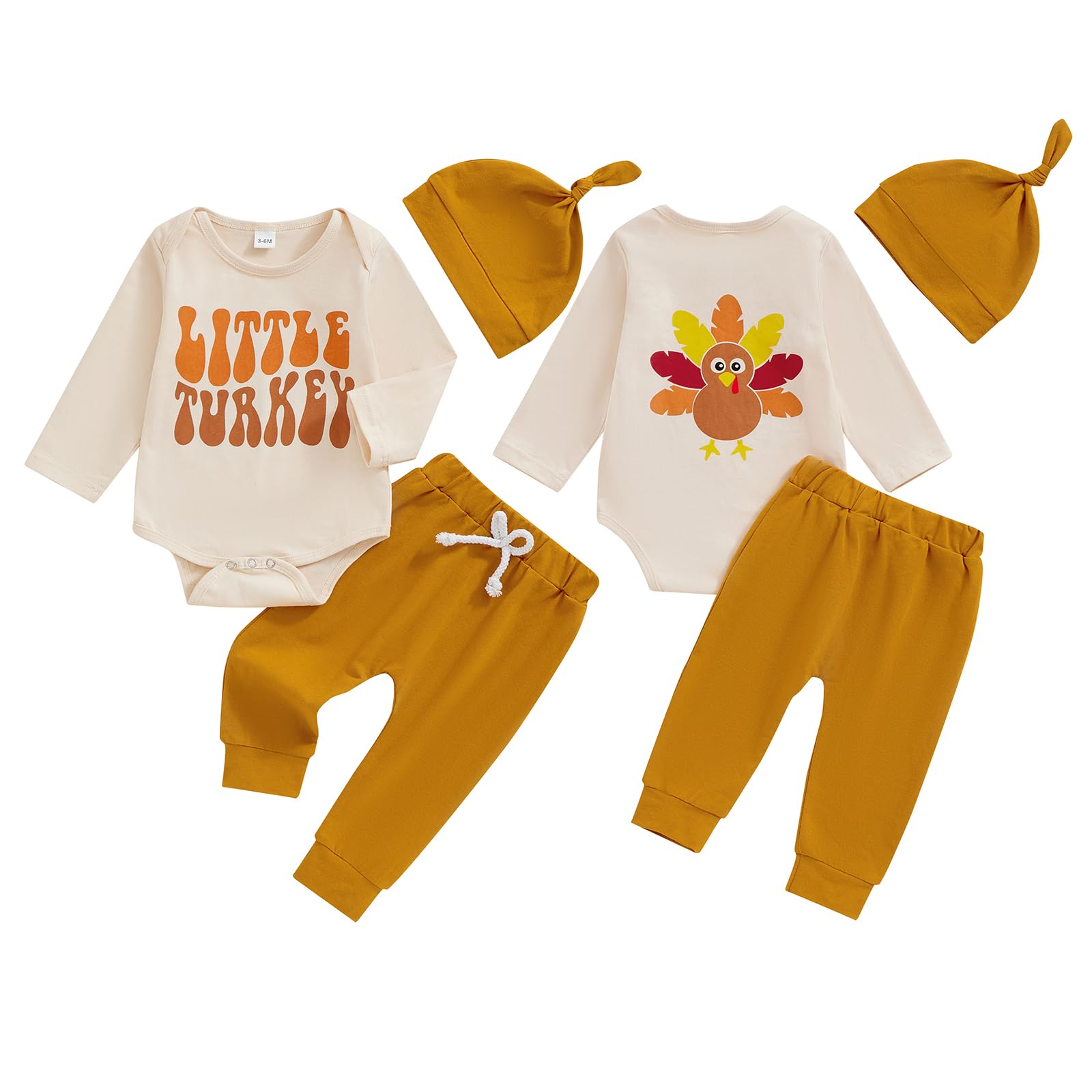 Baby Boy Thanksgiving Outfit Set - Long Sleeve Onesie, Pants & Hat 3-Piece Turkey Costume | Cute Holiday Photo Outfit for Infants & Toddlers