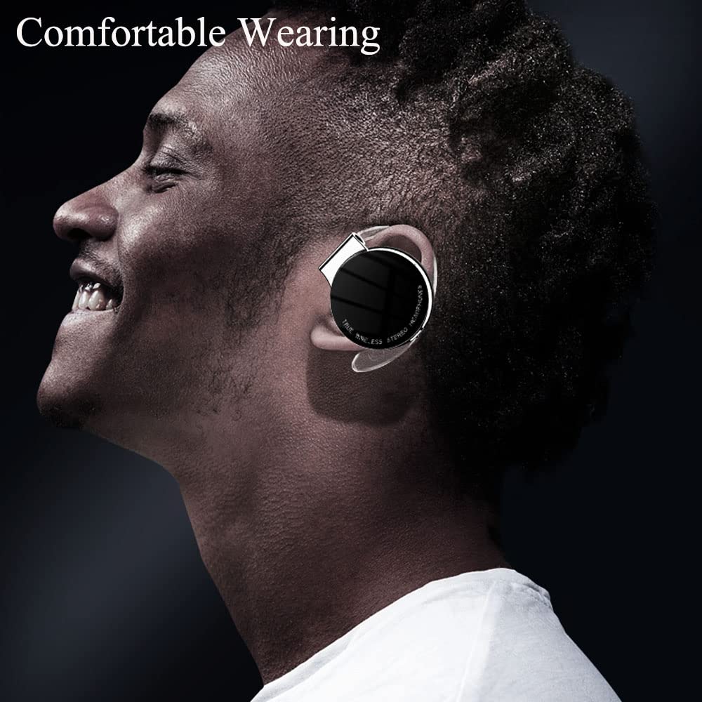 Open Ear Wireless Bluetooth Headphones - Clip On Running & Workout Earbuds with Over Ear Design for Gym, Cycling & Outdoor Sports (F2-Black)