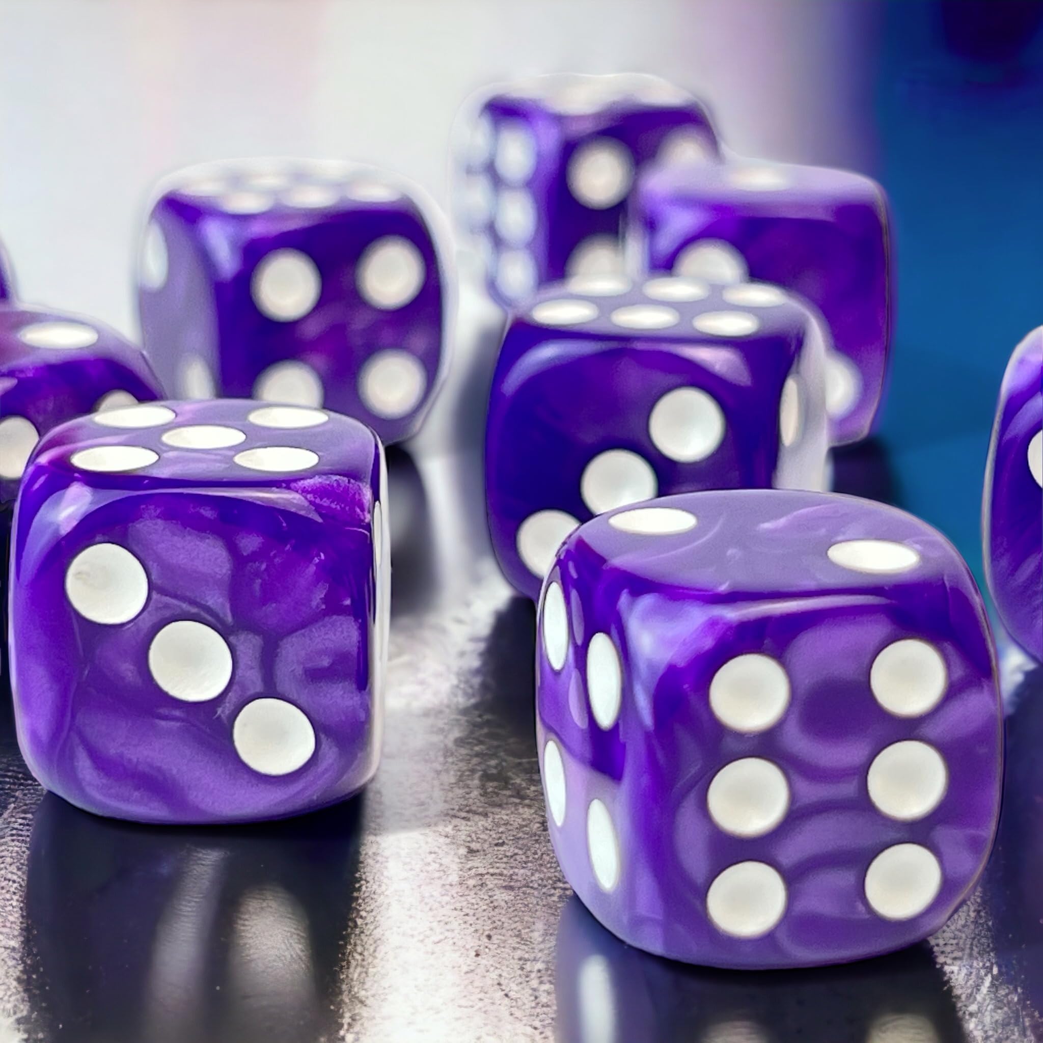 Luck Lab 10-Piece D6 Dice Set - Vibrant Purple Pearl Acrylic Dice for RPG, MTG, D&D Tabletop Games | Perfect for Dungeons & Dragons, Magic: The Gathering, Board Game Nights & Roleplaying Adventures