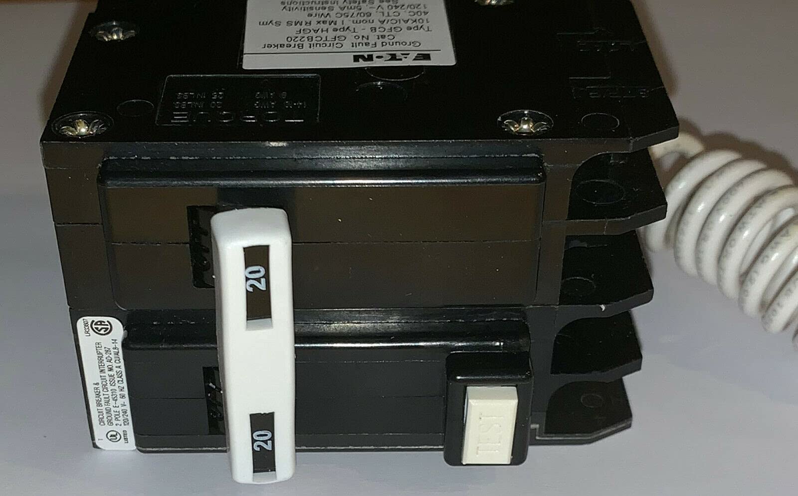 Cutler Hammer GFTCB220 20 Amp 2-Pole Type BR GFCI Circuit Breaker - Perfect for Home Electrical Panels, Kitchen Outlets & Bathroom Safety Protection