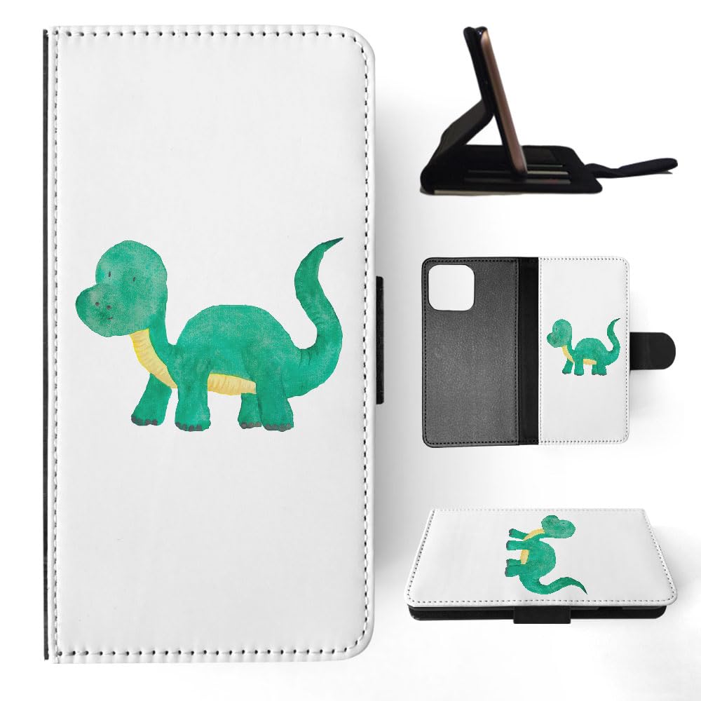 Dinosaur Brachiosaurus Flip Wallet Phone Case for Apple iPhone 15 Pro Max - Stylish PU Leather Cover with Card Slots & Stand Feature - Perfect for Daily Use, Travel, and Hands-Free Viewing
