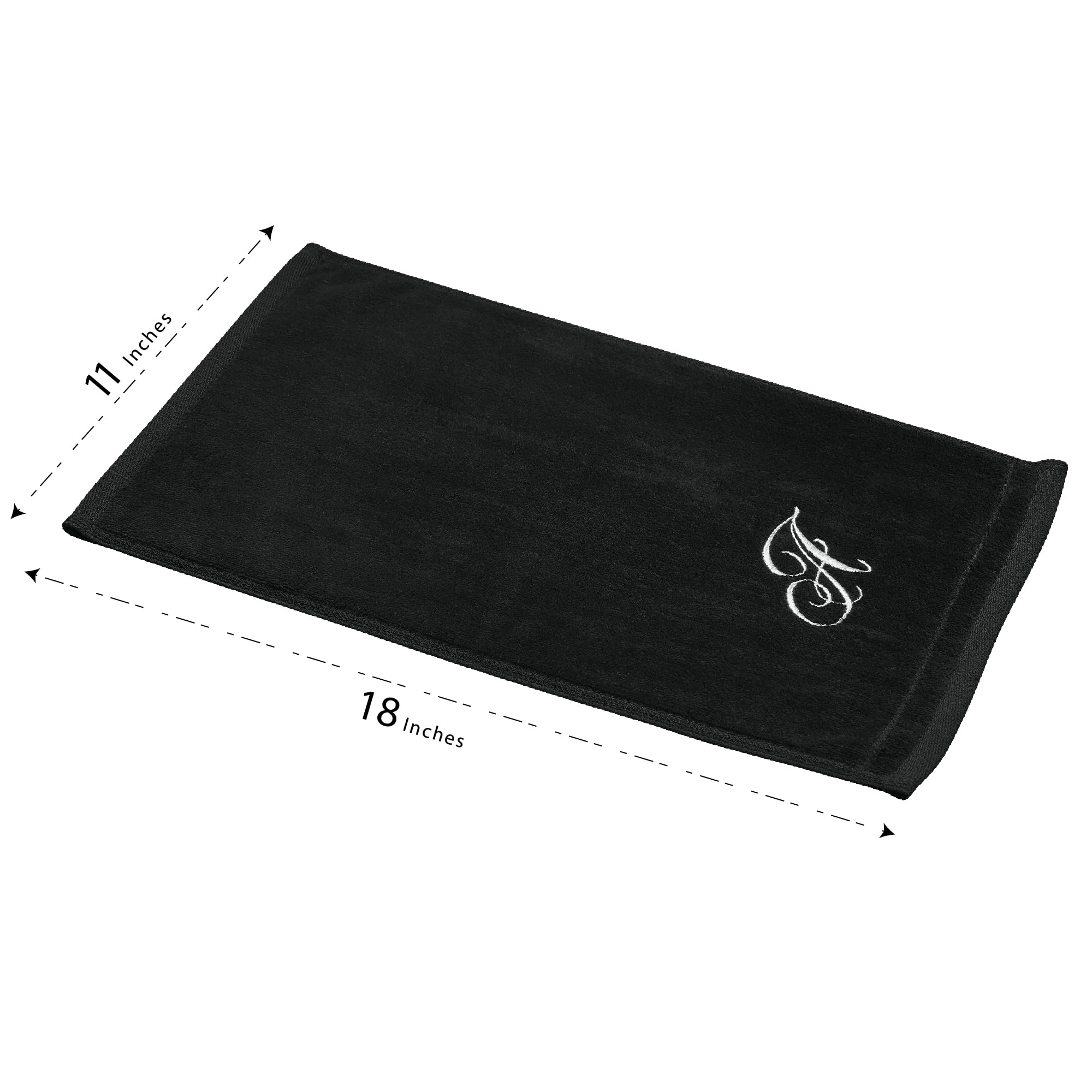Personalized Monogrammed Towels Set of 2 - 11x18 Inch Extra Absorbent 100% Cotton Embroidered Bath Towels with Soft Velour Finish - Initial C (Black) - Perfect for Bathroom, Kitchen, Spa & Thoughtful Gift Giving