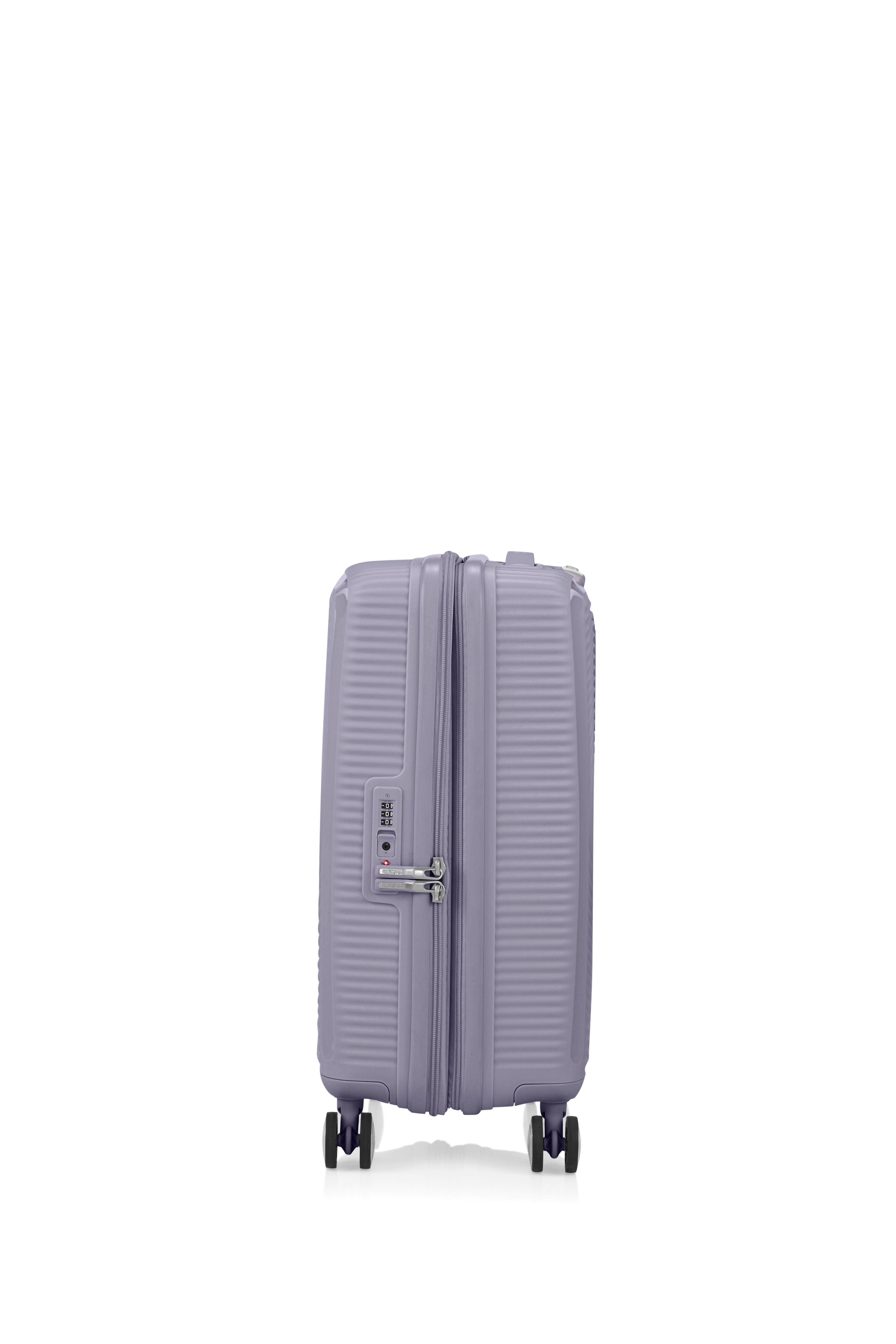 American Tourister CURIO 2.0 55/20 Expandable Spinner Luggage - Hushed Orchid Glow | Lightweight Carry-On Suitcase for Travel, Business Trips & Vacations