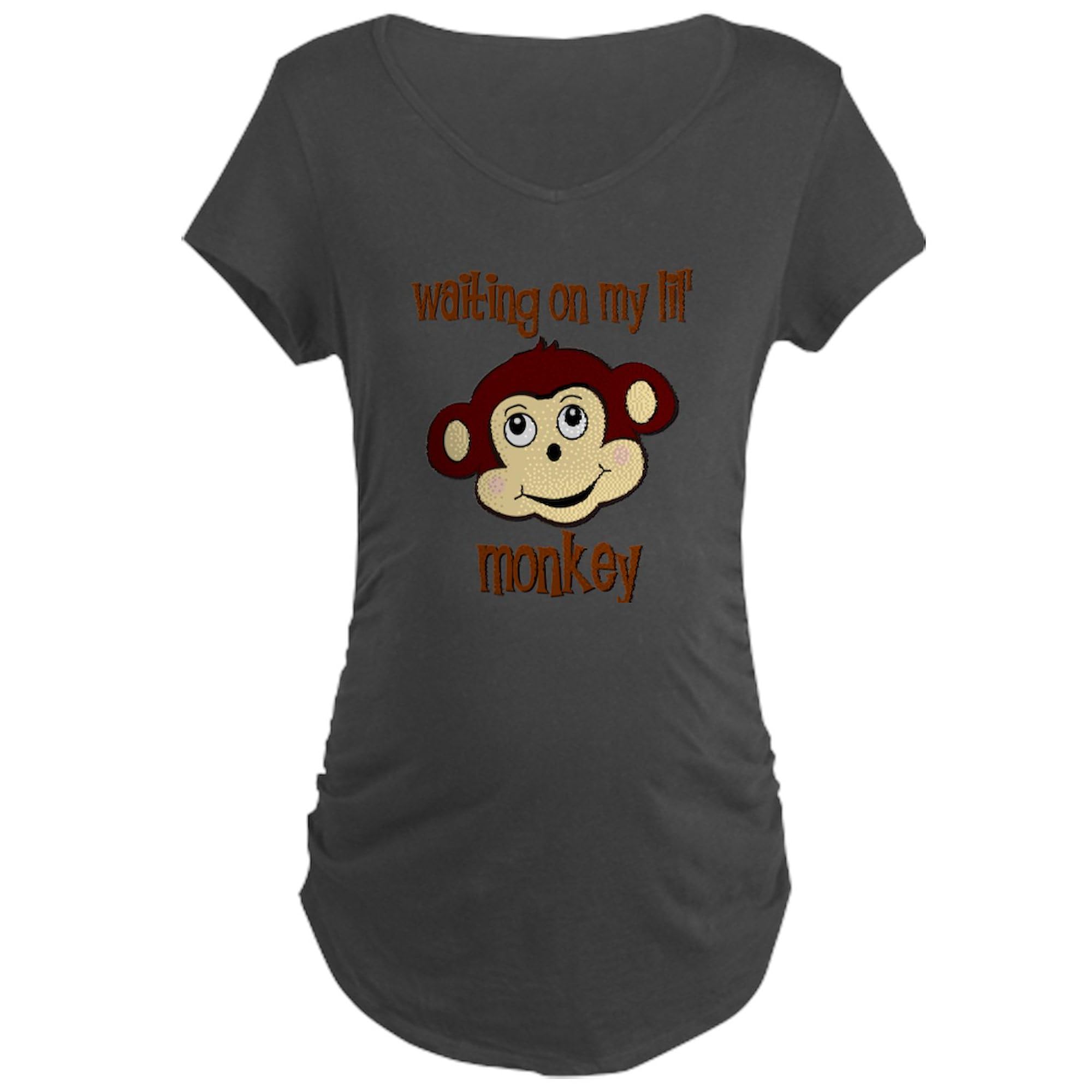 Monkey Maternity T-Shirt for Women - Stretchy Ruched Side Pregnancy Top | Perfect for Baby Showers, Maternity Photos & Everyday Comfort