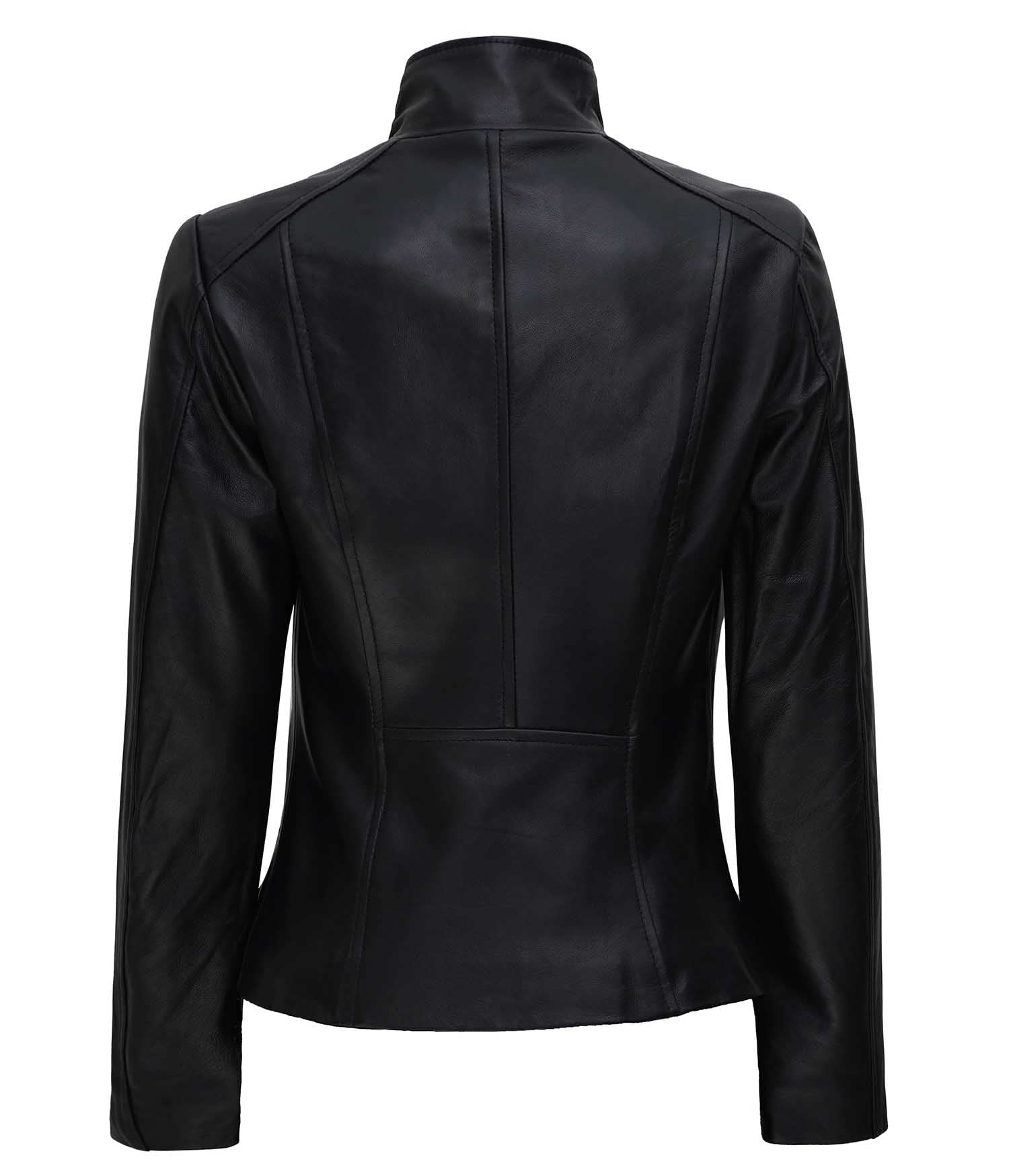Fjackets Women's Lightweight Real Lambskin Leather Motorcycle Jacket - Stylish Biker Jacket for Riding & Casual Wear