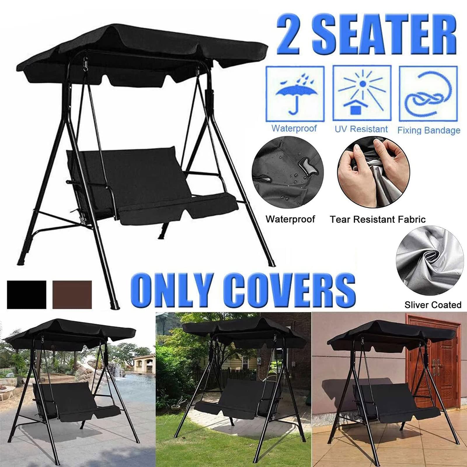 **Waterproof Porch Swing Canopy Cover Set - 142x120x18cm Sun Shade Replacement for Garden Swing Seat & Outdoor Patio Hammock Swing Cushion Cover - Perfect for Backyard Relaxation, Sun Protection & Outdoor Decor**