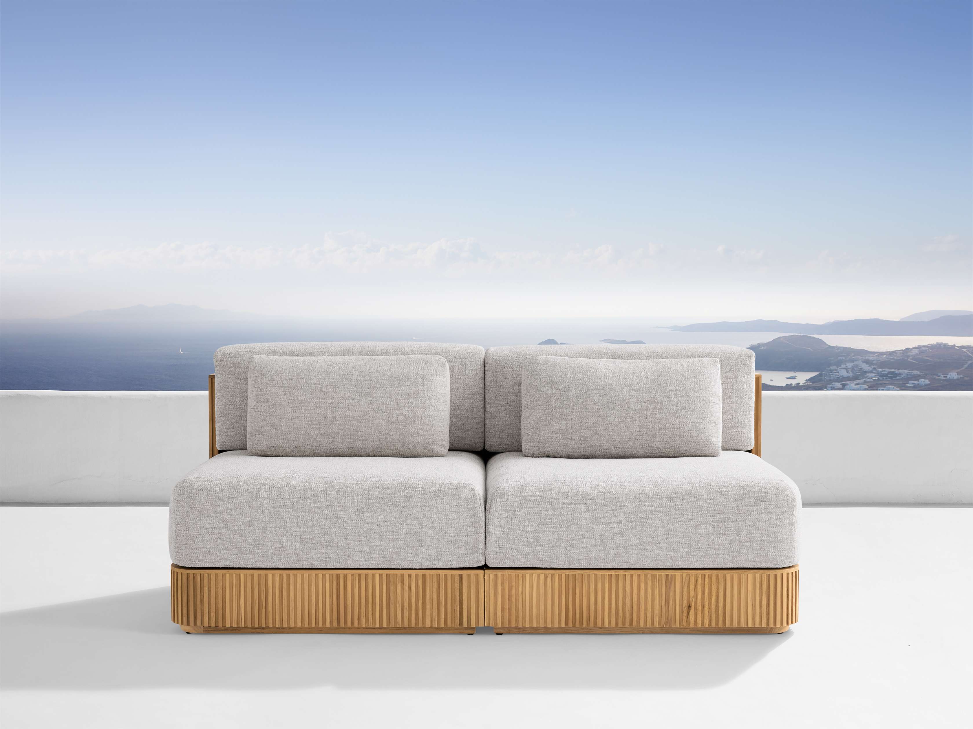 Premium Beaumont Outdoor Teak Modular Sofa Set - 2-Piece Waterproof Patio Furniture for Garden, Poolside & Backyard Relaxation