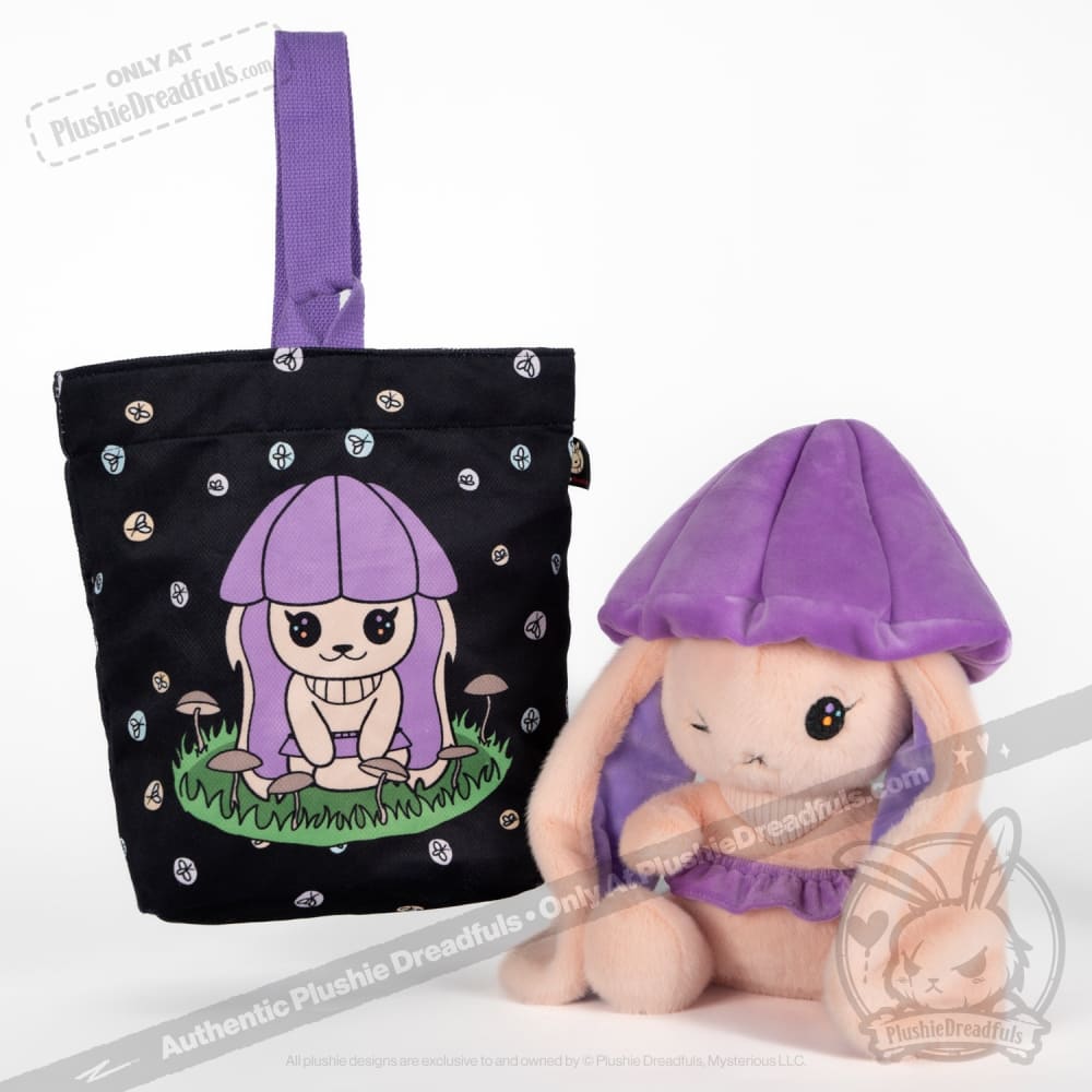 Plushie Dreadfuls Mushroom Rabbit Stuffed Animal with Lilac Bonnet - Soft Cute Bunny Plush Toy for Kids, Gift for Girls, Nursery Decor, Birthday Present