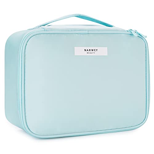 Narwey Large Travel Makeup Bag for Women - Waterproof Cosmetic Organizer Case with Multiple Pockets, Sky Blue | Perfect for Vacation, Gym, Business Trips & Daily Essentials Storage