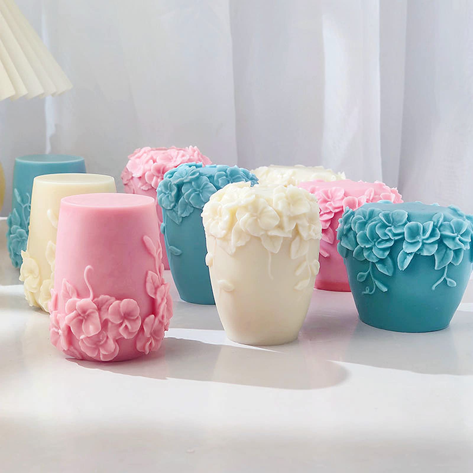 3D Rattan Flower Silicone Candle Molds - DIY Aromatherapy Candle Making, Handmade Soap & Wax Melts - Perfect for Home Decor, Wedding Centerpieces & Spa Relaxation (Set of 3)