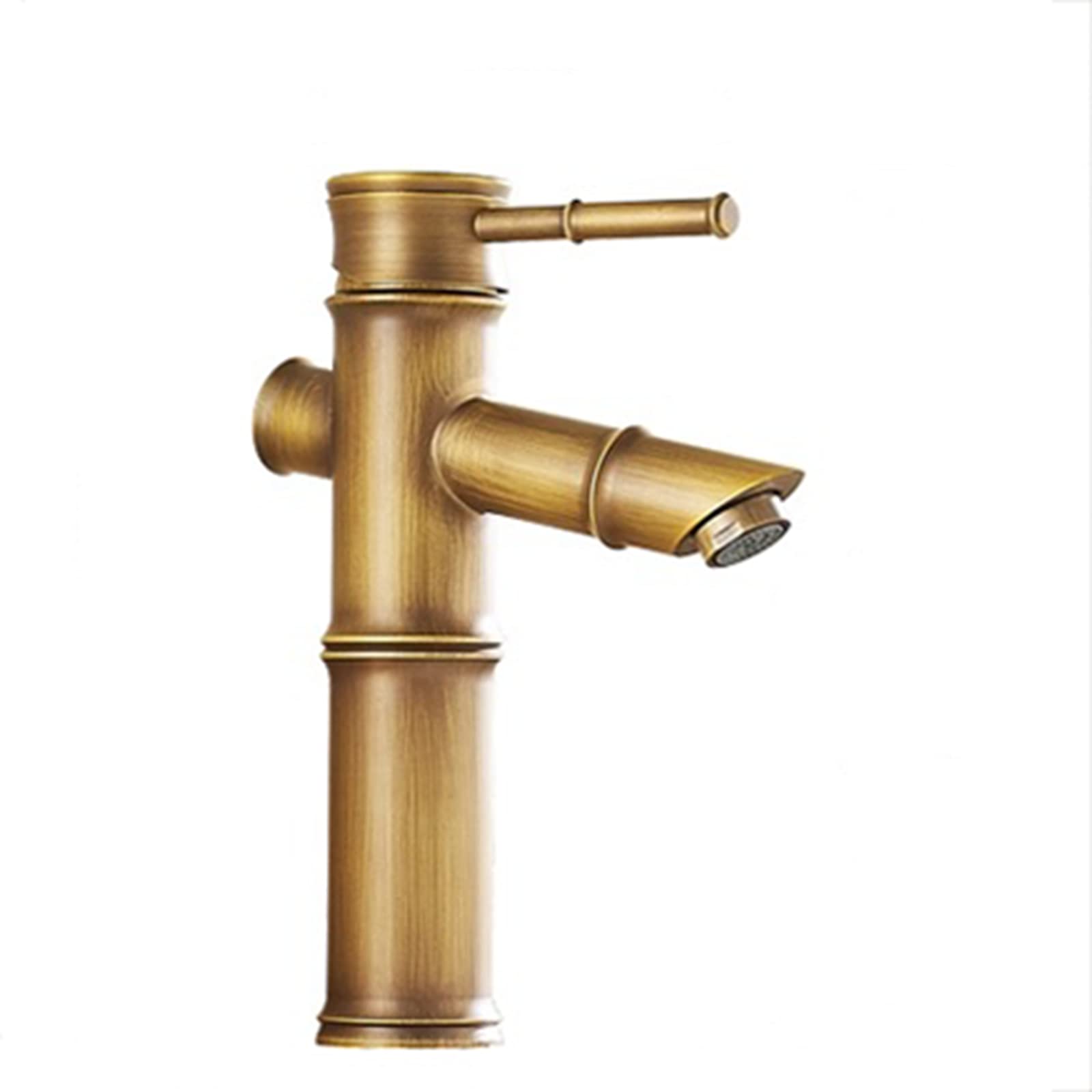 BiaoTeng 1 Hole Retro Brass Bathroom Sink Faucet - Single Handle Hot & Cold Water Vintage Faucet for Bathroom Vanity, Powder Room, or Outdoor Patio Sink