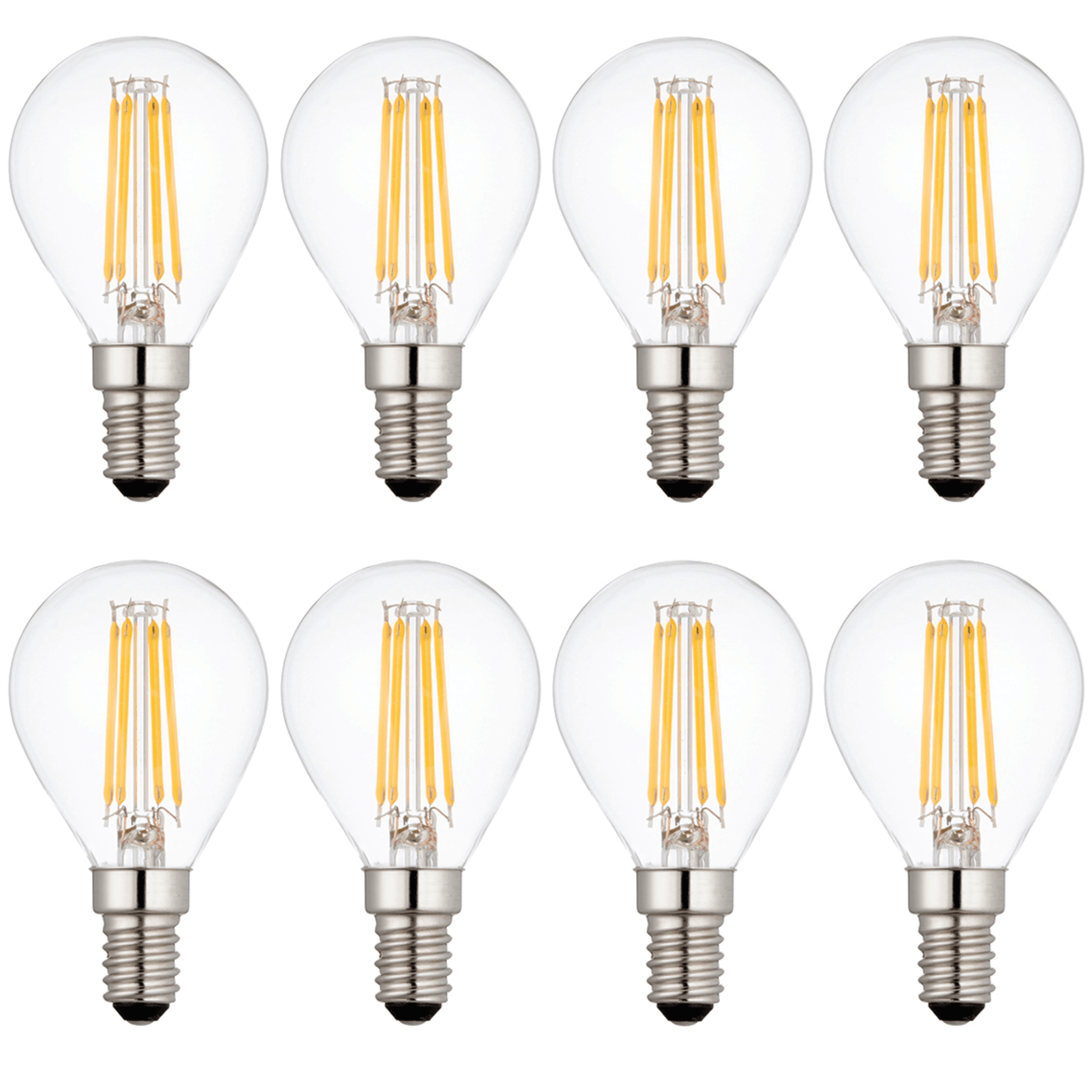 8 Pack E14 LED Filament Bulbs Dimmable 4W (40W Equivalent) - Warm White Vintage Edison Bulbs for Chandeliers, Pendant Lights & Home Decor