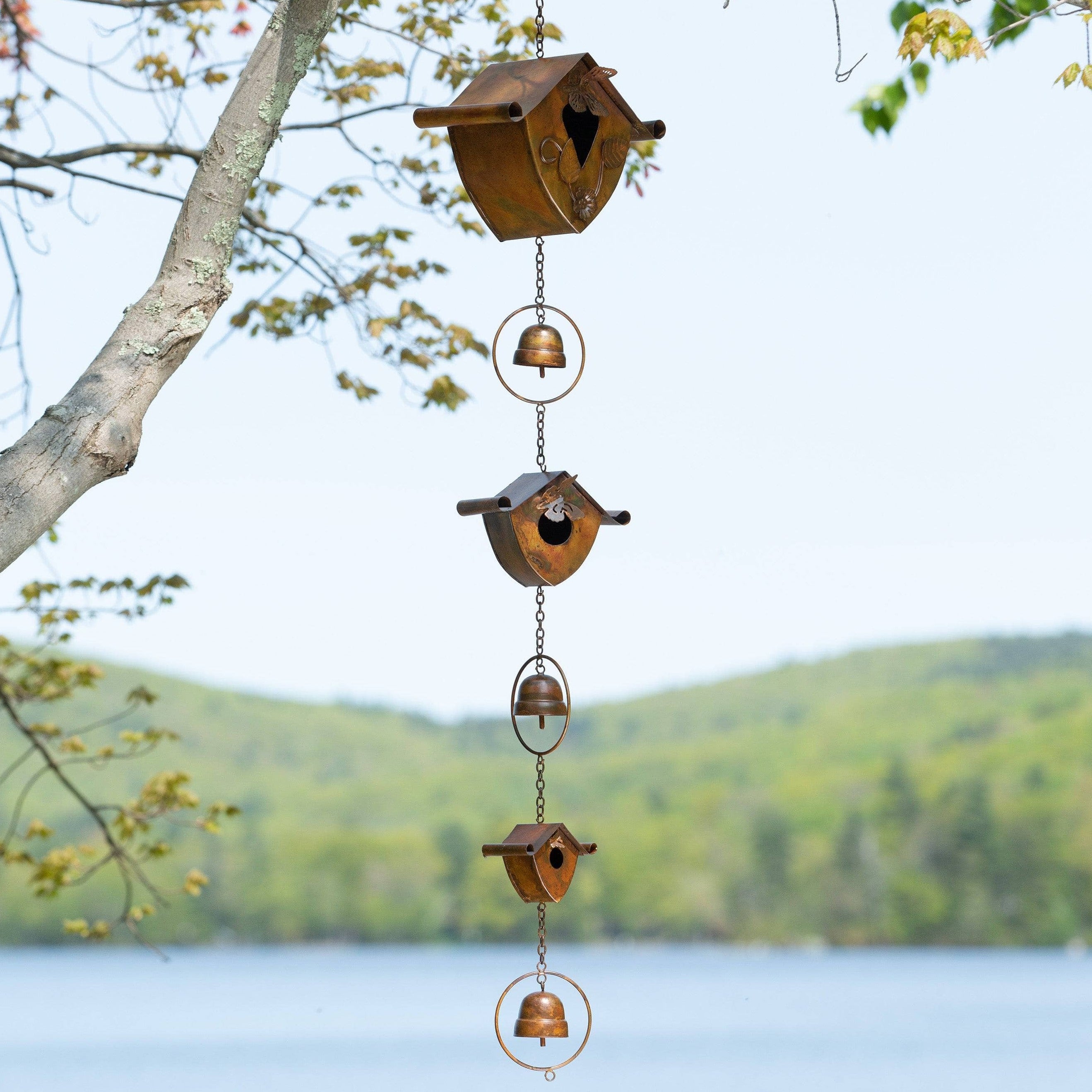 Triple Birdhouse with Bells - Outdoor Hanging Garden Decor for Birds, Patio & Backyard Decoration - Perfect for Bird Lovers & Nature-Inspired Home Decor