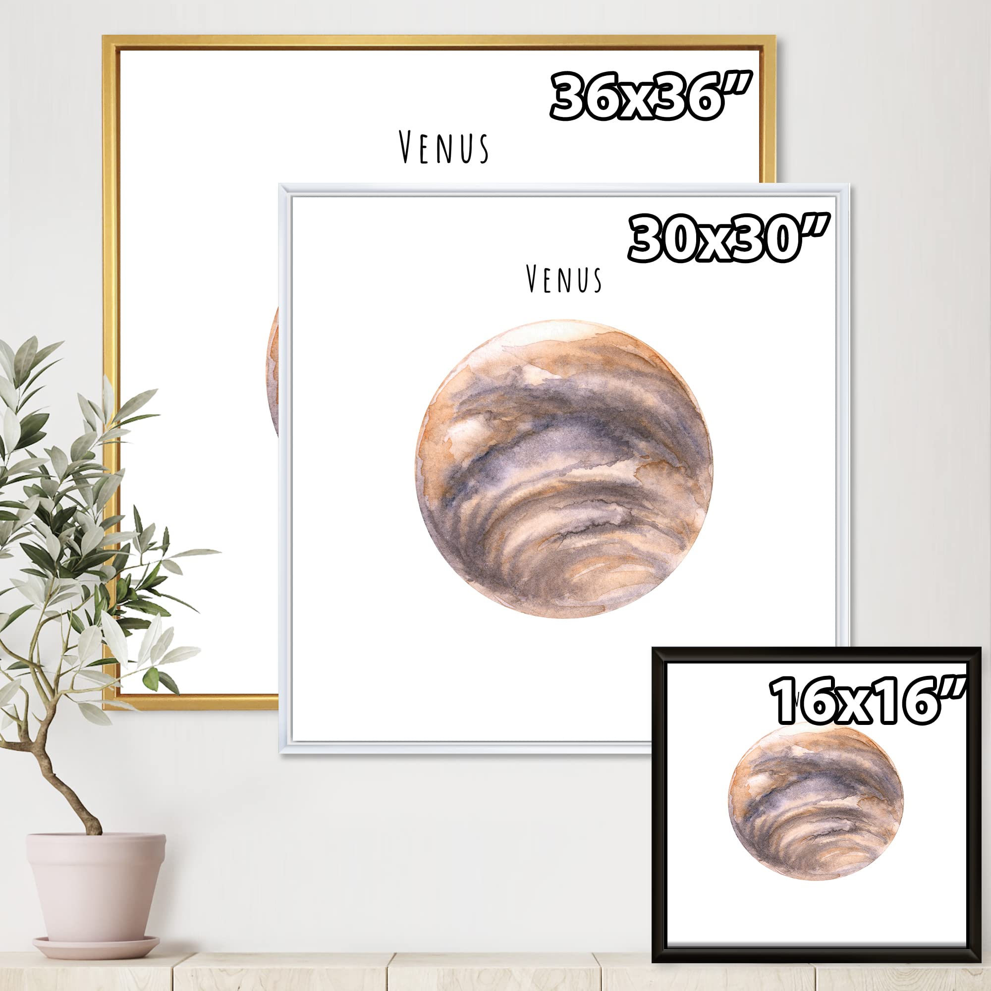 DesignQ Planet Venus - Bohemian & Eclectic Framed Canvas Wall Art Print | Home Decor for Living Room, Bedroom & Office | Unique Gift Idea
