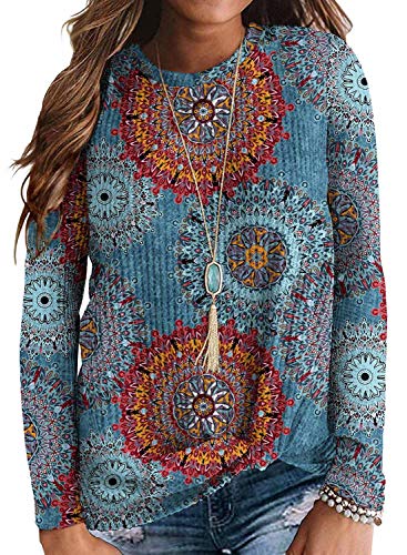 A12 Long Sleeve Flower Mixed Blue