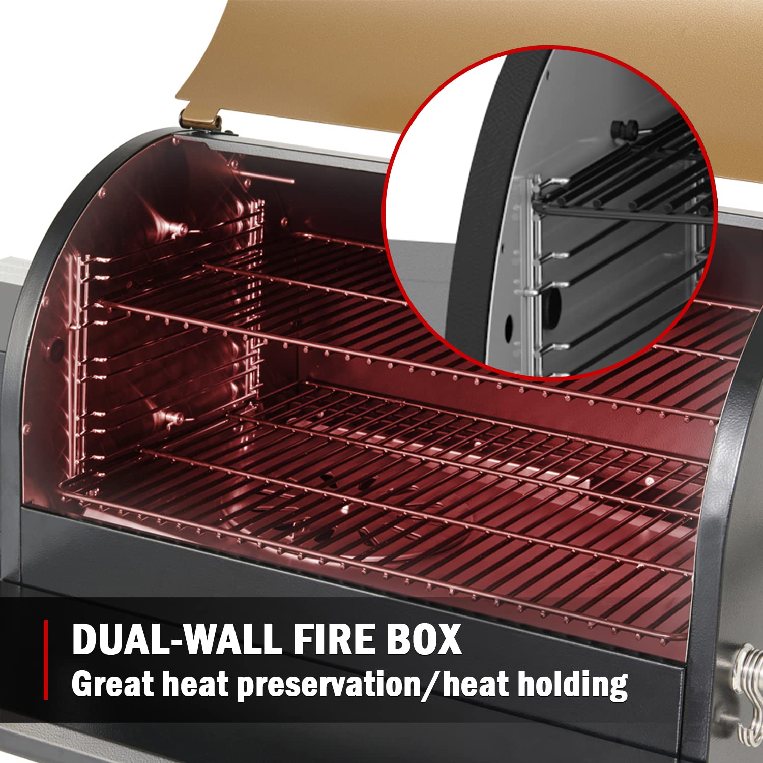 Monument Grills 86030 Wood Pellet Grill and Smoker - Bronze Outdoor BBQ Grill with Chimney for Backyard, Patio, and Tailgating | Perfect for Smoking, Grilling, and Roasting Meats