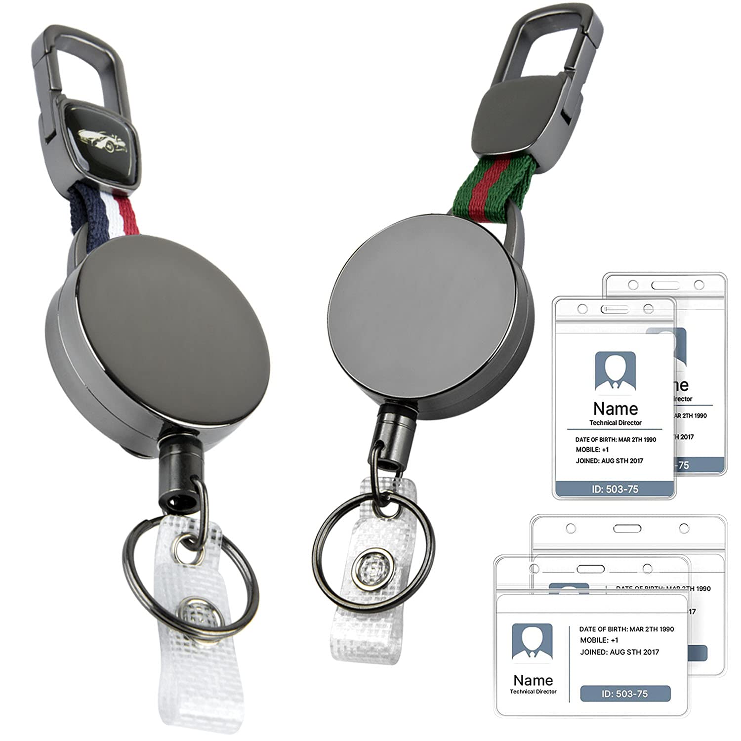 2 Pack Heavy Duty Metal Retractable Badge Holder Reel - 25