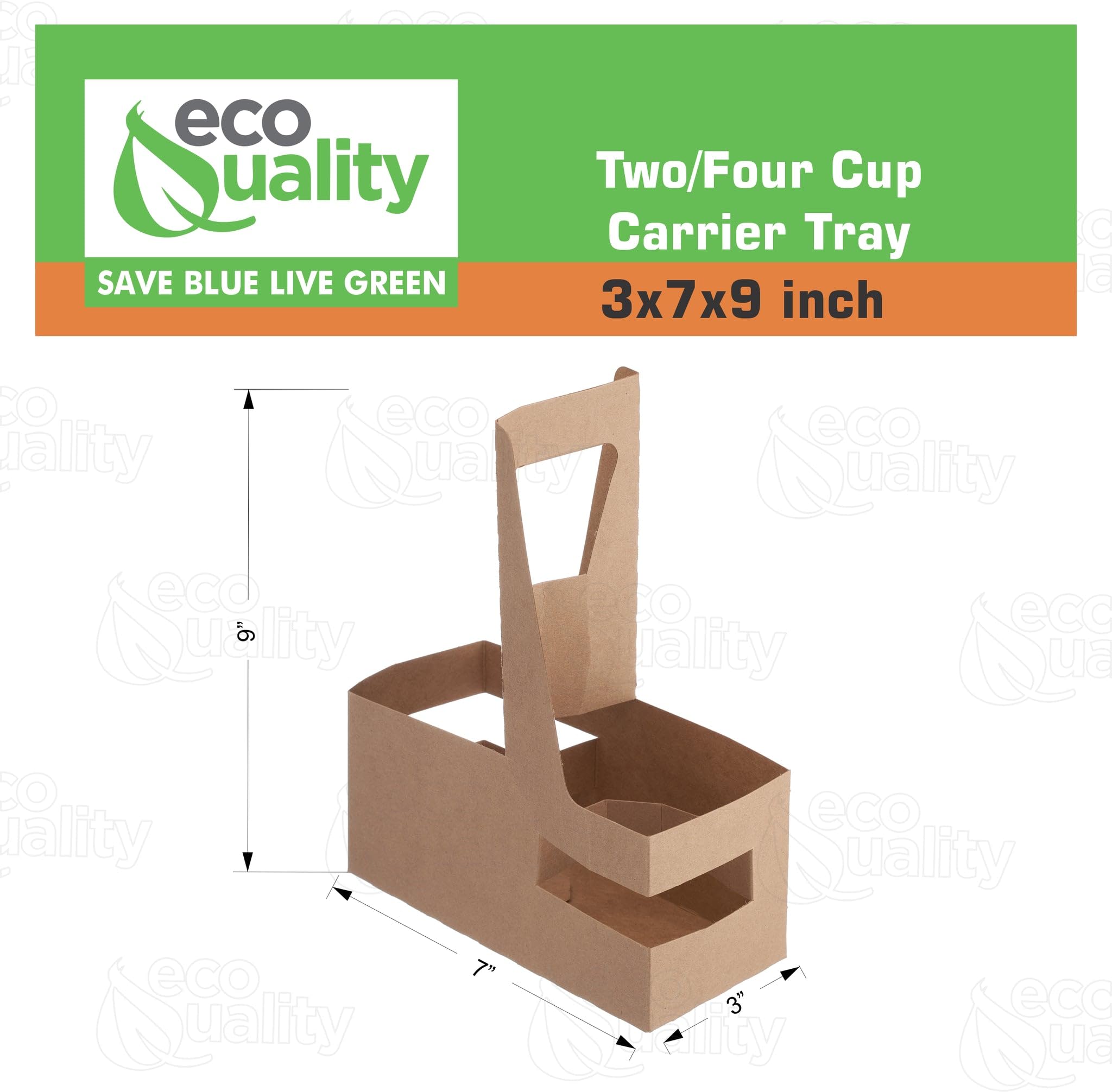25-Pack Disposable Kraft Paper Cup Carrier with Handles - 2 or 4 Cup Holder for Hot/Cold Drinks - Eco-Friendly Drink Tray for Coffee Shops, Food Delivery & Takeout - Perfect for Starbucks, Dunkin' Donuts & Office Parties