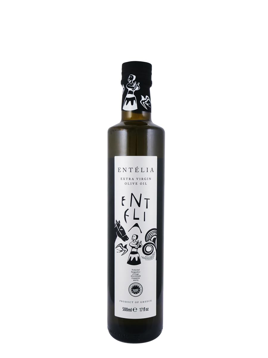 Premium Entelia Extra Virgin Olive Oil from Crete, Greece - Cold Pressed, 16.9 fl oz (500ml) - Ideal for Salads, Cooking & Healthy Mediterranean Diet
