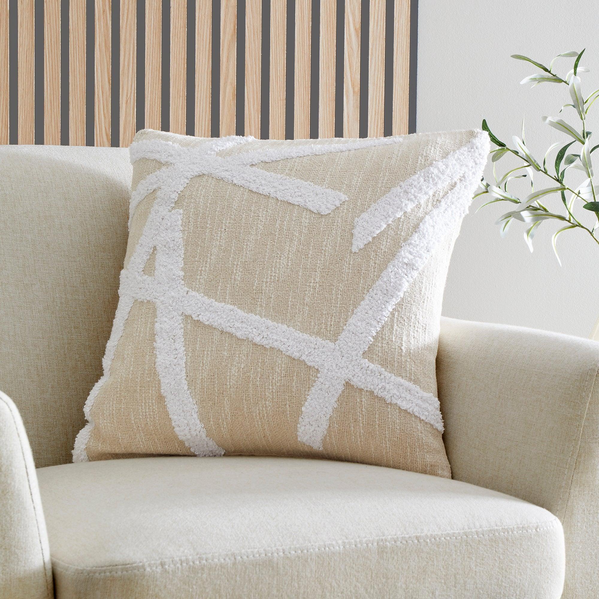 Appletree Loft Otto Cushion - Natural Cotton Throw Pillow for Sofa, Bed & Home Decor - Cozy Living Room & Bedroom Accent
