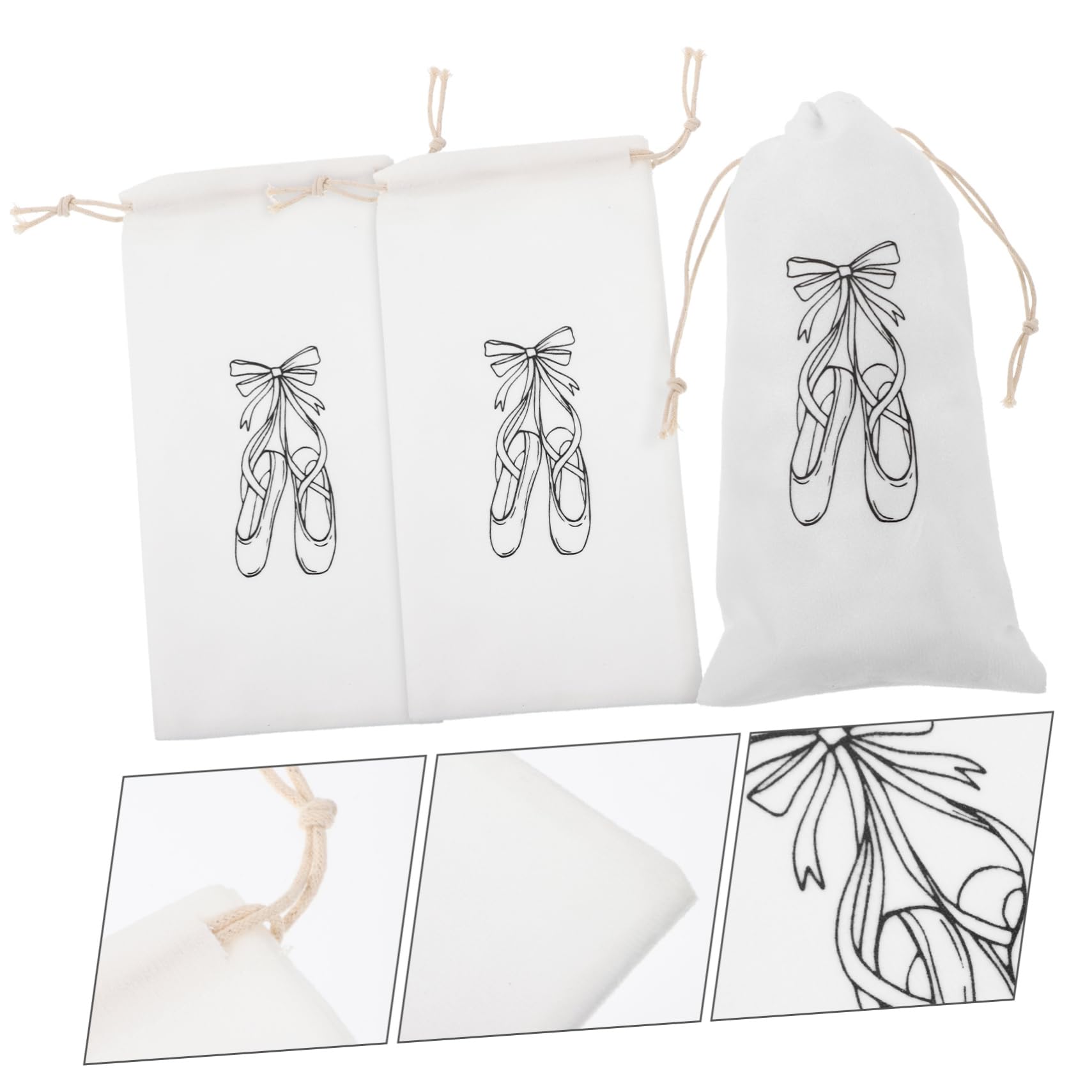 WESIEVYA Ballet Shoe Bags - 3 Pack Drawstring Dance Shoe Storage Pouches | Lightweight Lint-Free Material | Perfect for Ballet, Jazz, and Dance Classes | Compact & Convenient for Daily Use