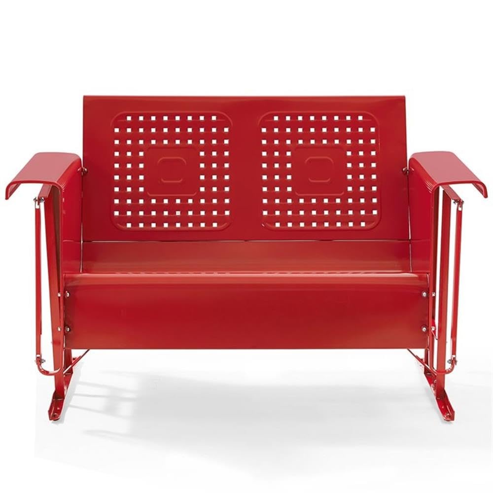 Crosley Furniture Bates Metal Gliding Patio Loveseat in Bright Red - Outdoor Garden Swing Chair for Porch, Deck & Backyard Relaxation
