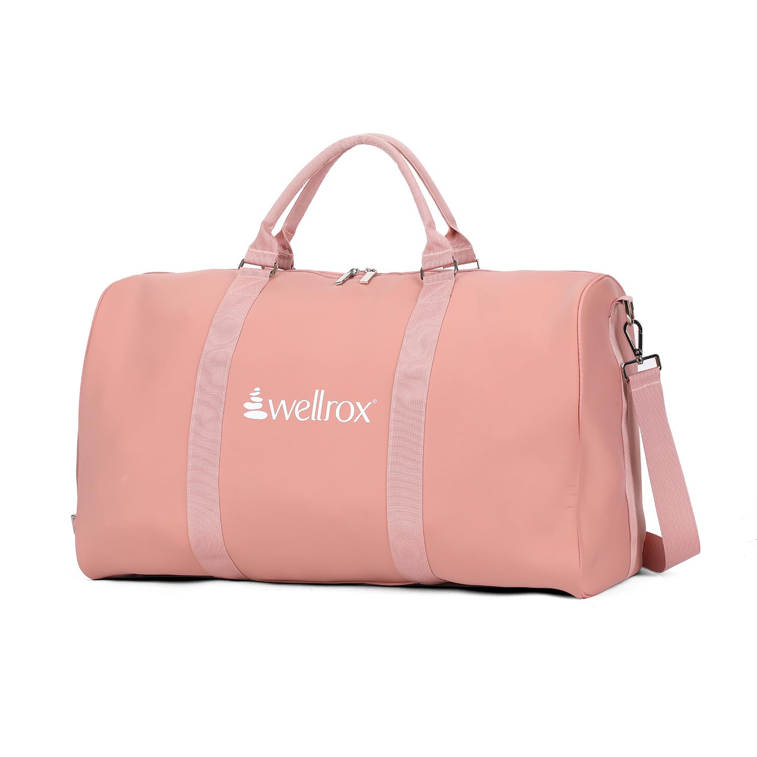 Premium Neoprene Weekender Duffle Bag for Women - Waterproof Travel Carry On & Overnight Bag (Rose Gold, 22x10x13 Inches) - Gym, Beach, Weekend Getaways & Business Trips