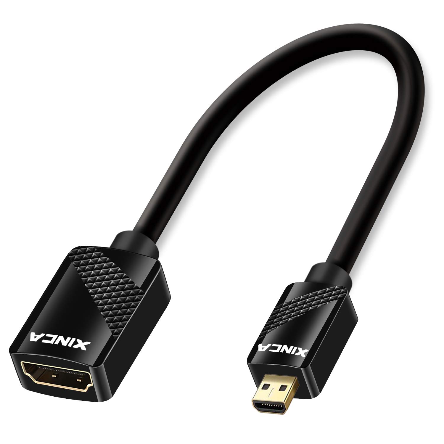 Premium Micro HDMI to HDMI Adapter 4K 3D Gold-Plated Connector - 0.75ft (0.22M) Cable for Smartphones, Tablets, Cameras, GoPro Hero 5 - Perfect for Home Theater, Gaming & Presentations