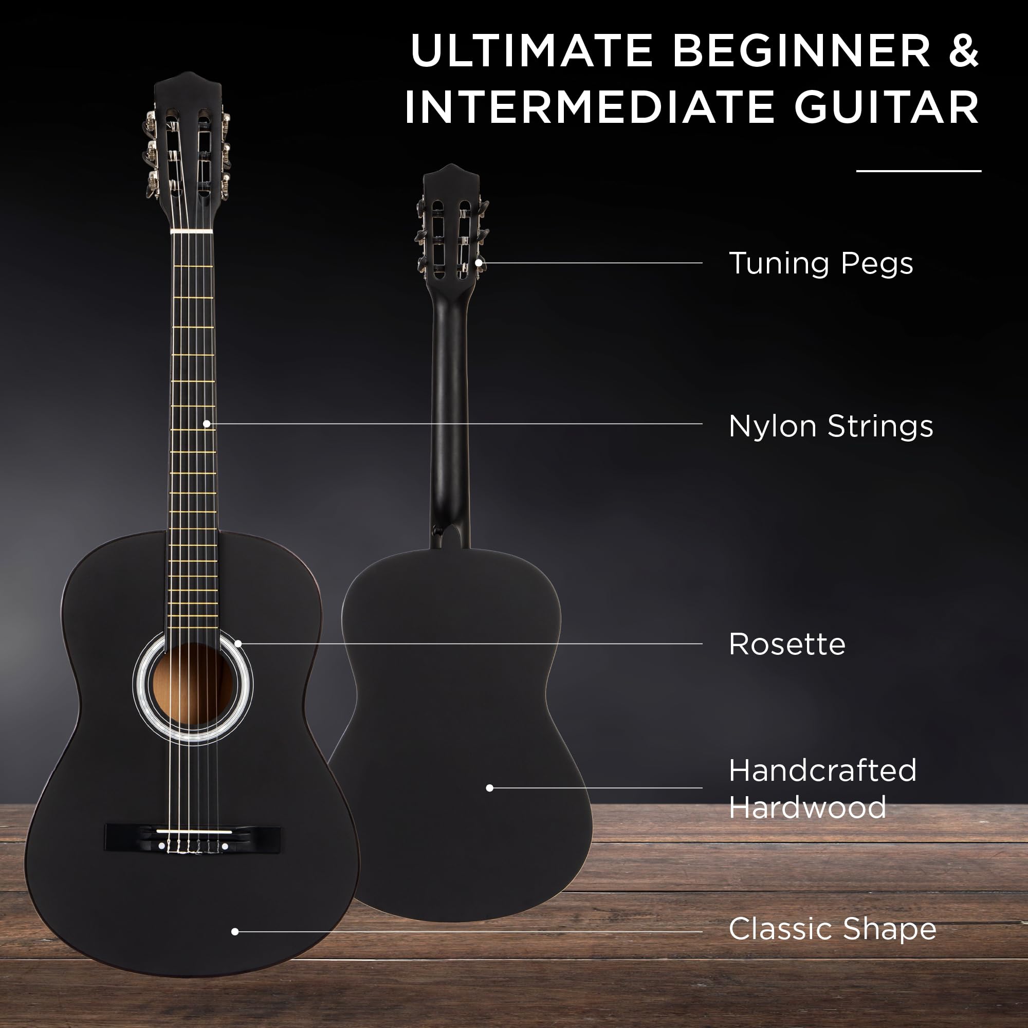 Best Choice Products 38-Inch Beginner Acoustic Guitar Starter Kit with Gig Bag, 6 Picks, Nylon Strings & Strap (Black) - Perfect for Learning, Practice & Travel