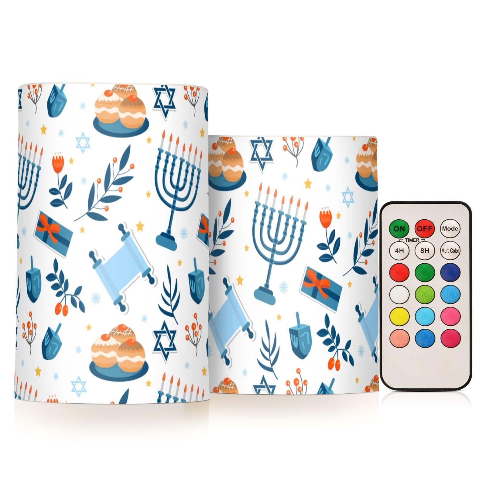 Flameless LED Hanukkah Candles - Battery Operated Color Changing Jewish Holiday Candles with Remote & Timer - Indoor/Outdoor Decorative Candles for Wedding, Christmas, Halloween - Perfect for Home Decor & Gift Giving