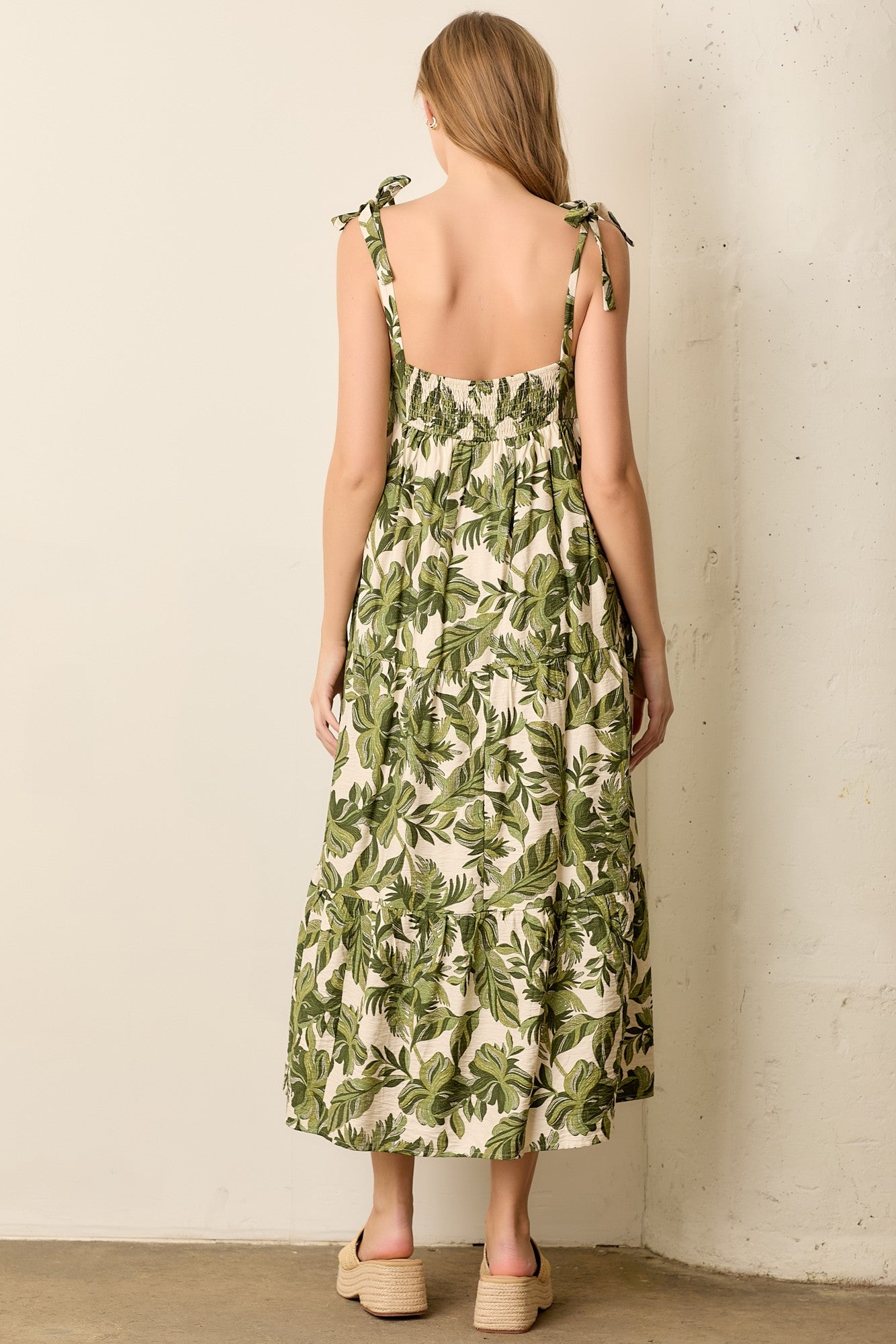 Frond of You Midi Dress - Flowy Summer Dress for Women, Elegant Floral Print, Comfortable Stretchy Fabric - Perfect for Beach Vacations, Date Nights & Casual Outings