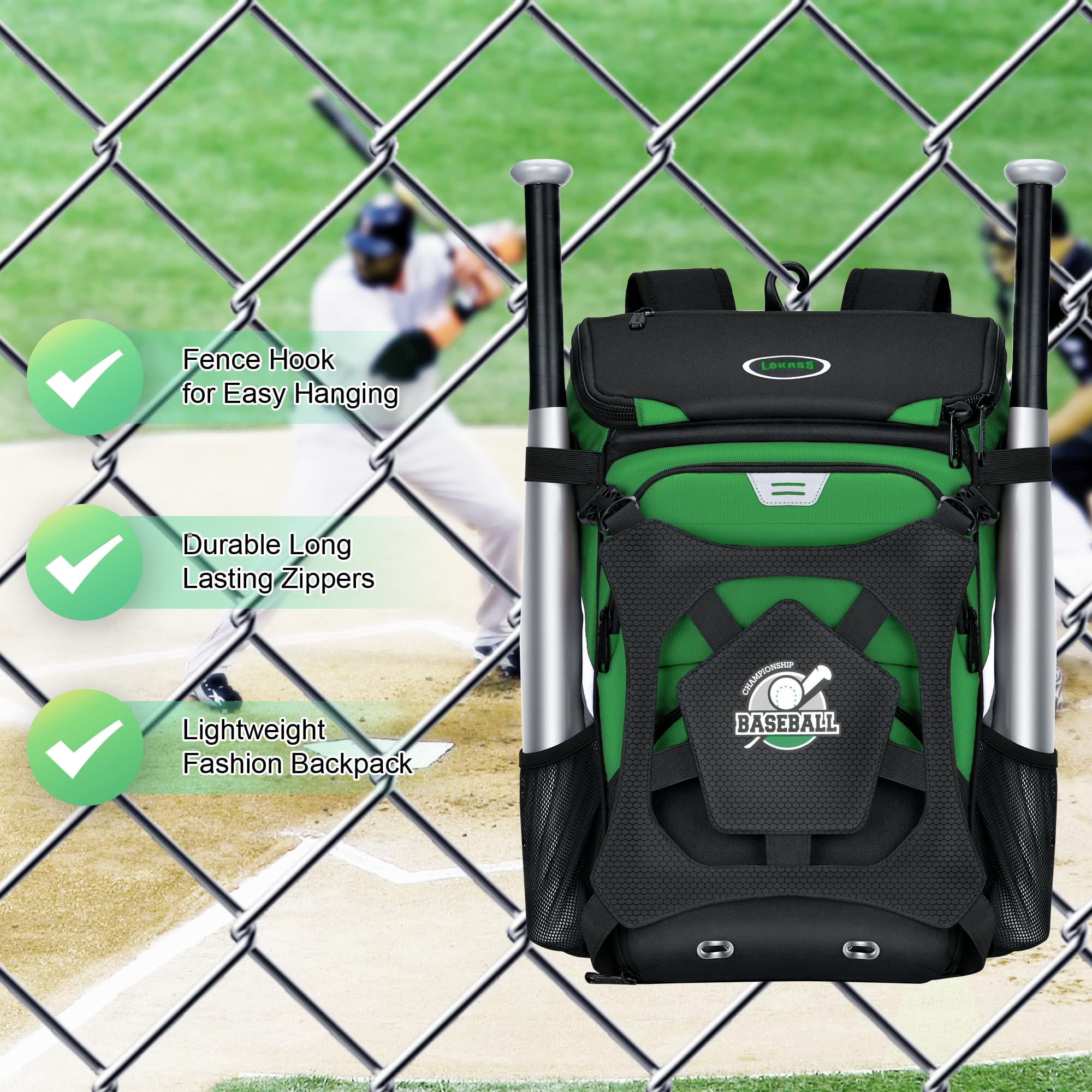 **Best Baseball Backpack for Adults & Youth – Large Capacity Lightweight Softball Bag with Shoe Compartment, Fence Hook, & Waterproof Design for T-Ball Bat, Helmet & Gloves – Perfect for Games, Practice & Travel**