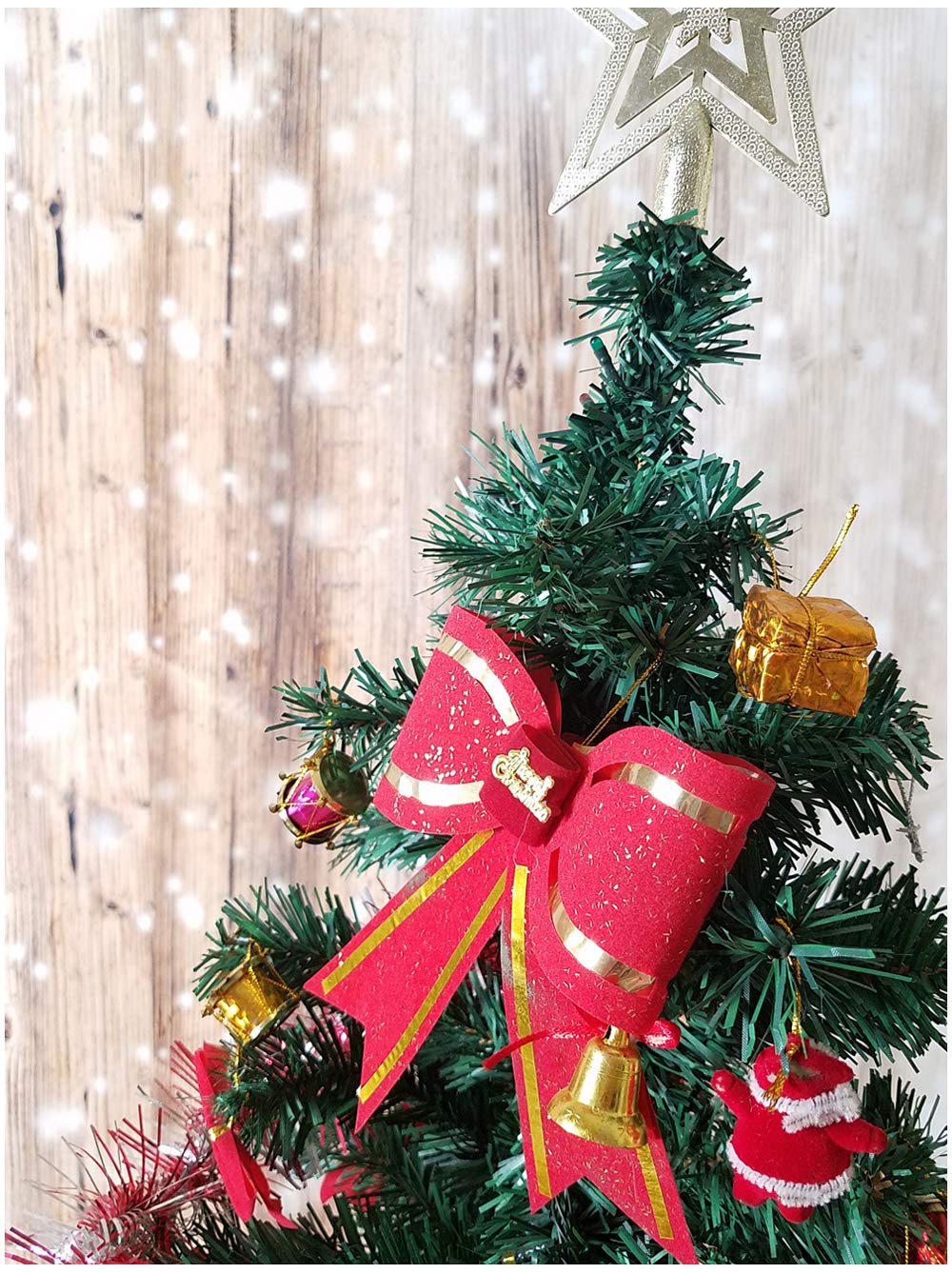 Christmas Photography Backdrop - Wooden Plank & Snowflakes for Party Photo Booth & Wall Decor