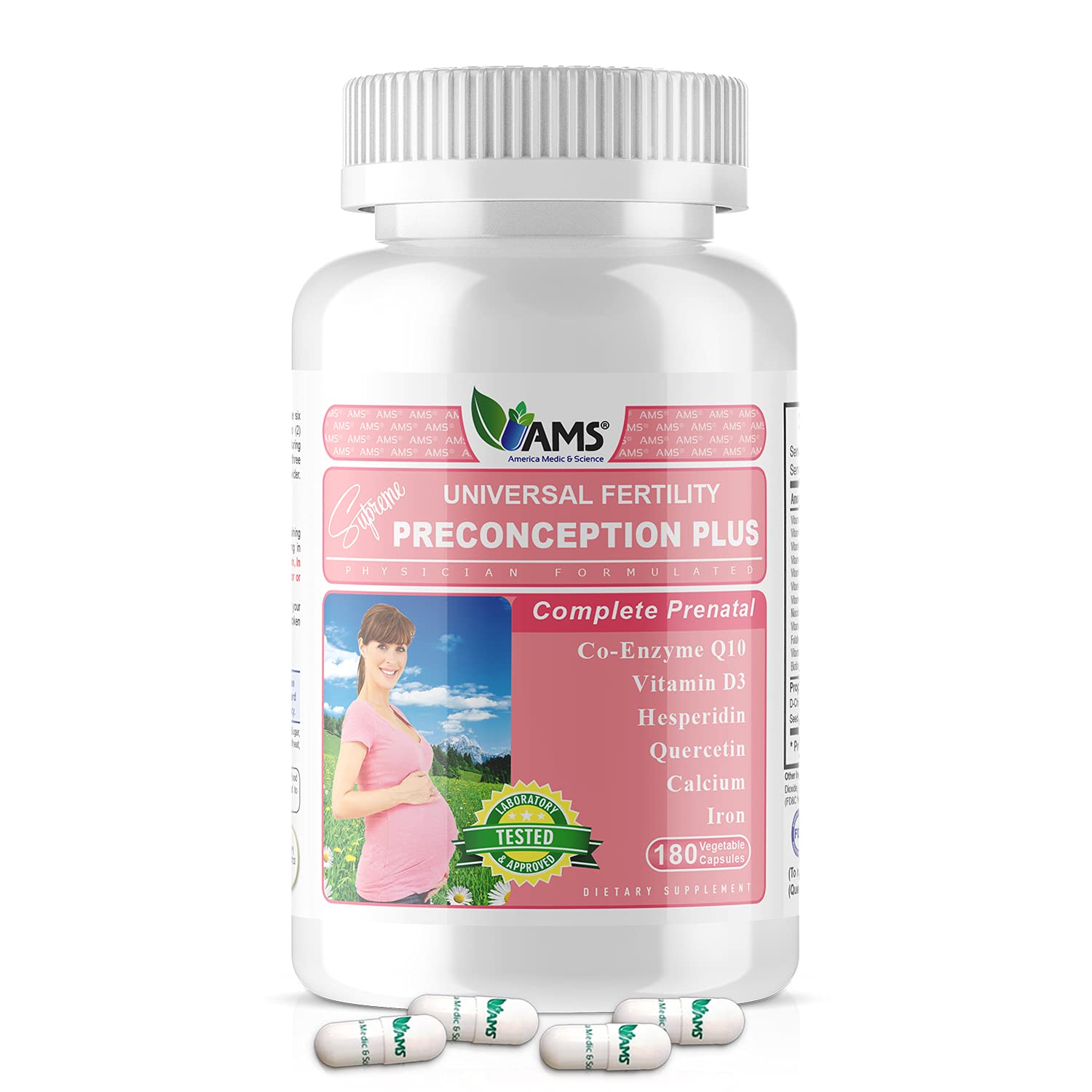 America Medic & Science Preconception Plus (180 Caps) - Fertility & Conception Supplement for Women | Doctor-Formulated Prenatal Vitamins | Supports Reproductive Health | Ideal for Couples Trying to Get Pregnant | Perfect for Pre-Pregnancy Wellness Routine