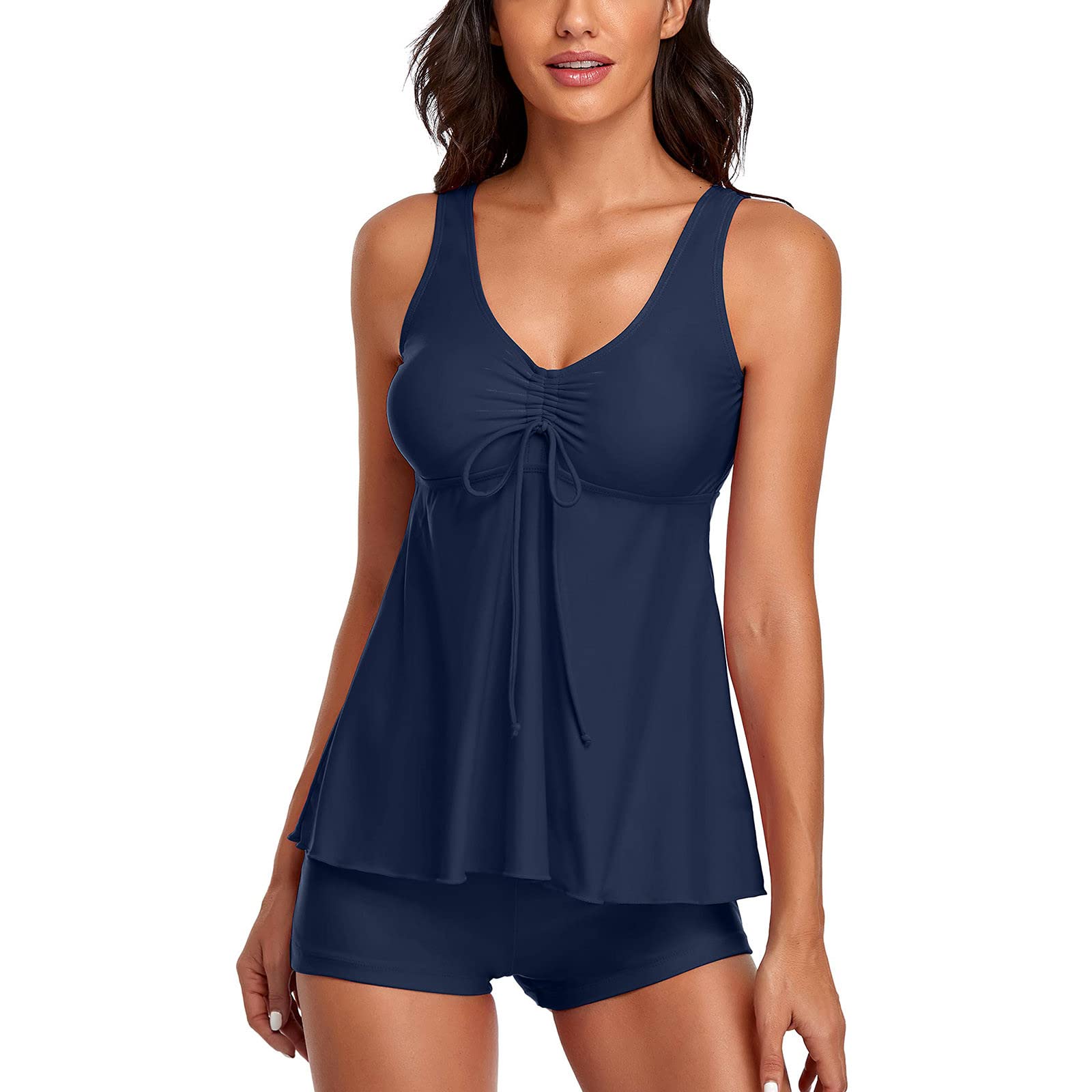 Women's High Waisted Tankini Swimsuit Set with Spaghetti Straps & Shorts - Sexy Two Piece Bathing Suit for Beach Vacation, Pool Party & Summer Swimwear