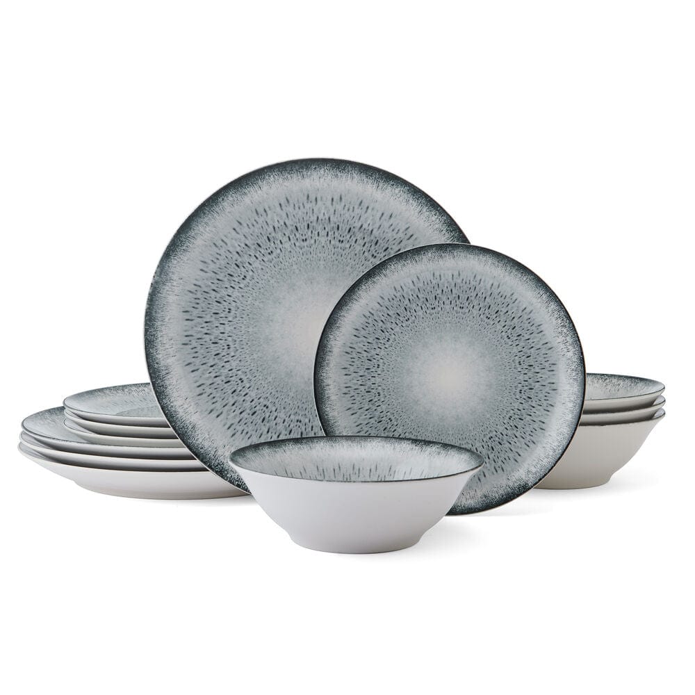 Matteo 12-Piece Dinnerware Set - Service for 4 | Elegant Porcelain Plates, Bowls & Mugs | Perfect for Family Dinners, Dinner Parties & Holiday Entertaining