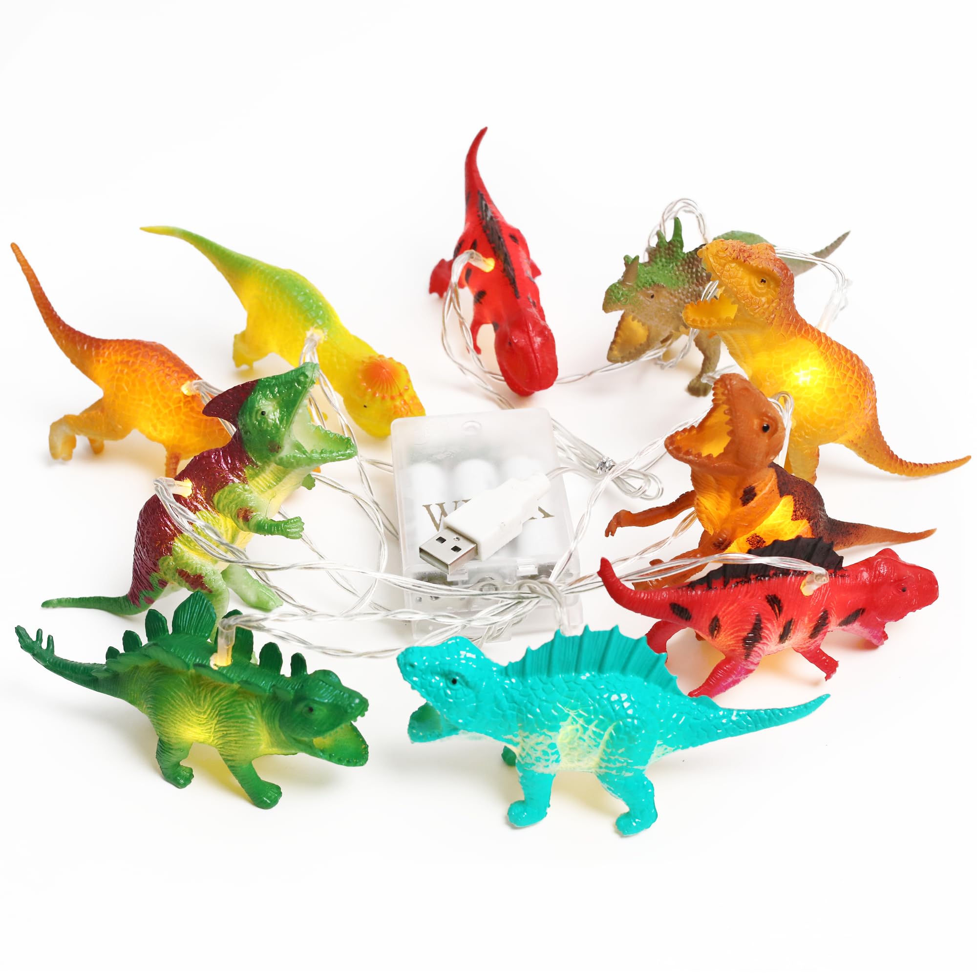 WYNK LED Dinosaur String Lights - 6.56ft 10LED Battery Operated Dinosaur Night Light for Kids Room, Christmas Party, Tent, Garden & Patio Decor | Perfect for Boys Bedroom, Holiday Tree, Birthday Decorations & Outdoor Dinosaur Theme Parties