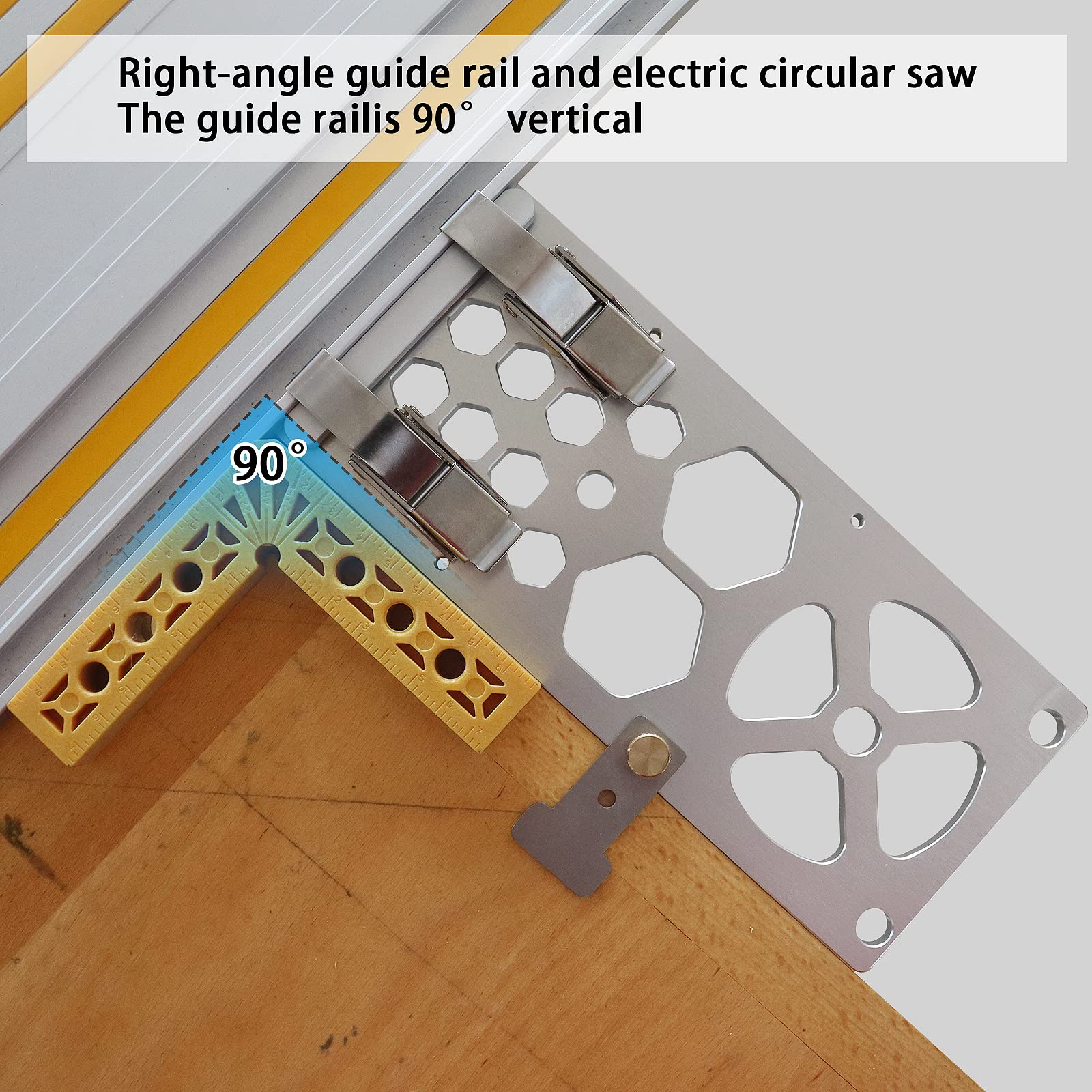 HFM 340mm Track Saw Square Guide Rail - 90 Degree Right Angle Circular Saw Accessory for Woodworking & DIY Projects | Perfect for Precise Cuts on Plywood, MDF & Hardwood