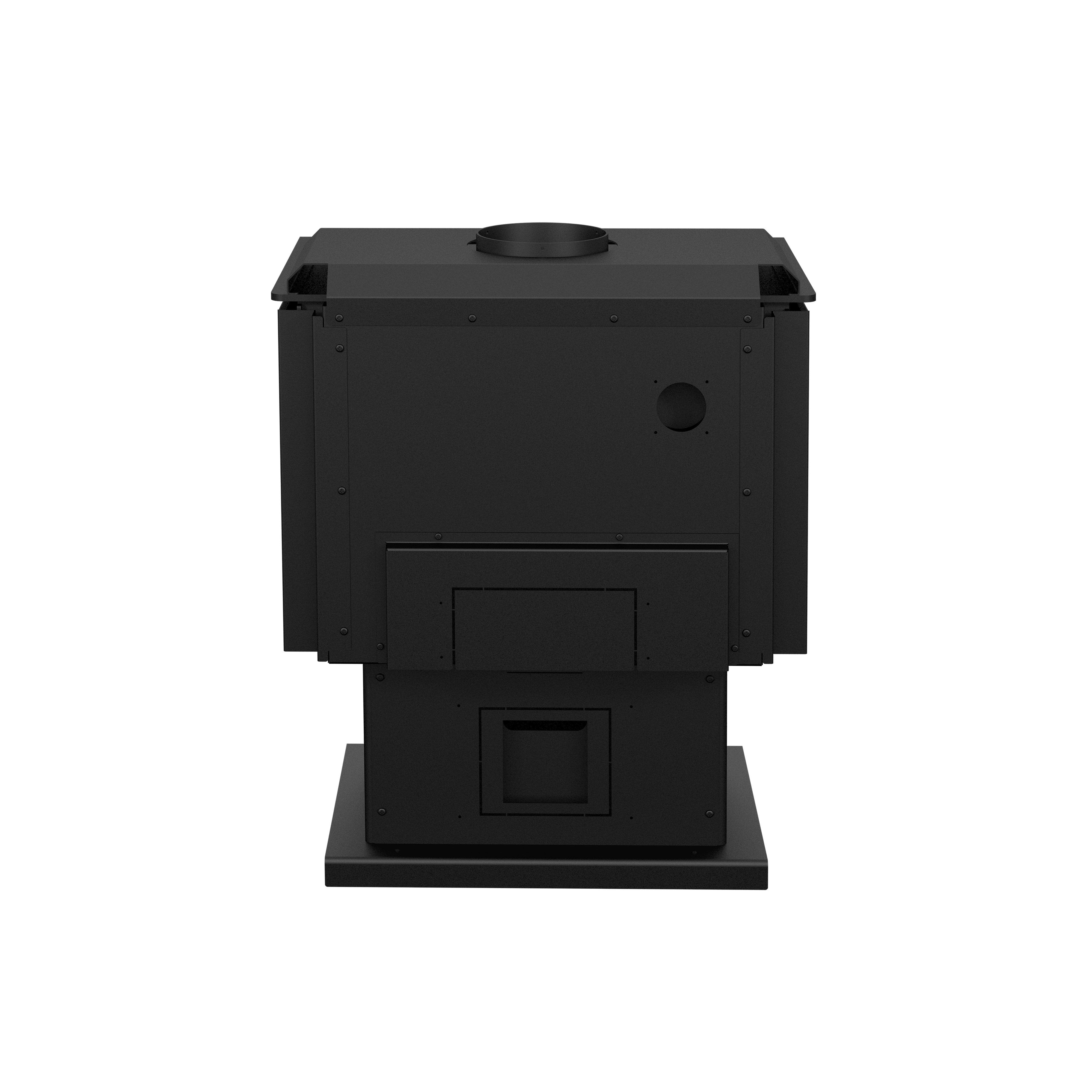 Drolet Escape 1500 EPA Certified Wood Stove - 1,800 Sq. Ft Heating Capacity with Pedestal Stand - Efficient Home Heating for Cabins, Living Rooms & Outdoor Spaces