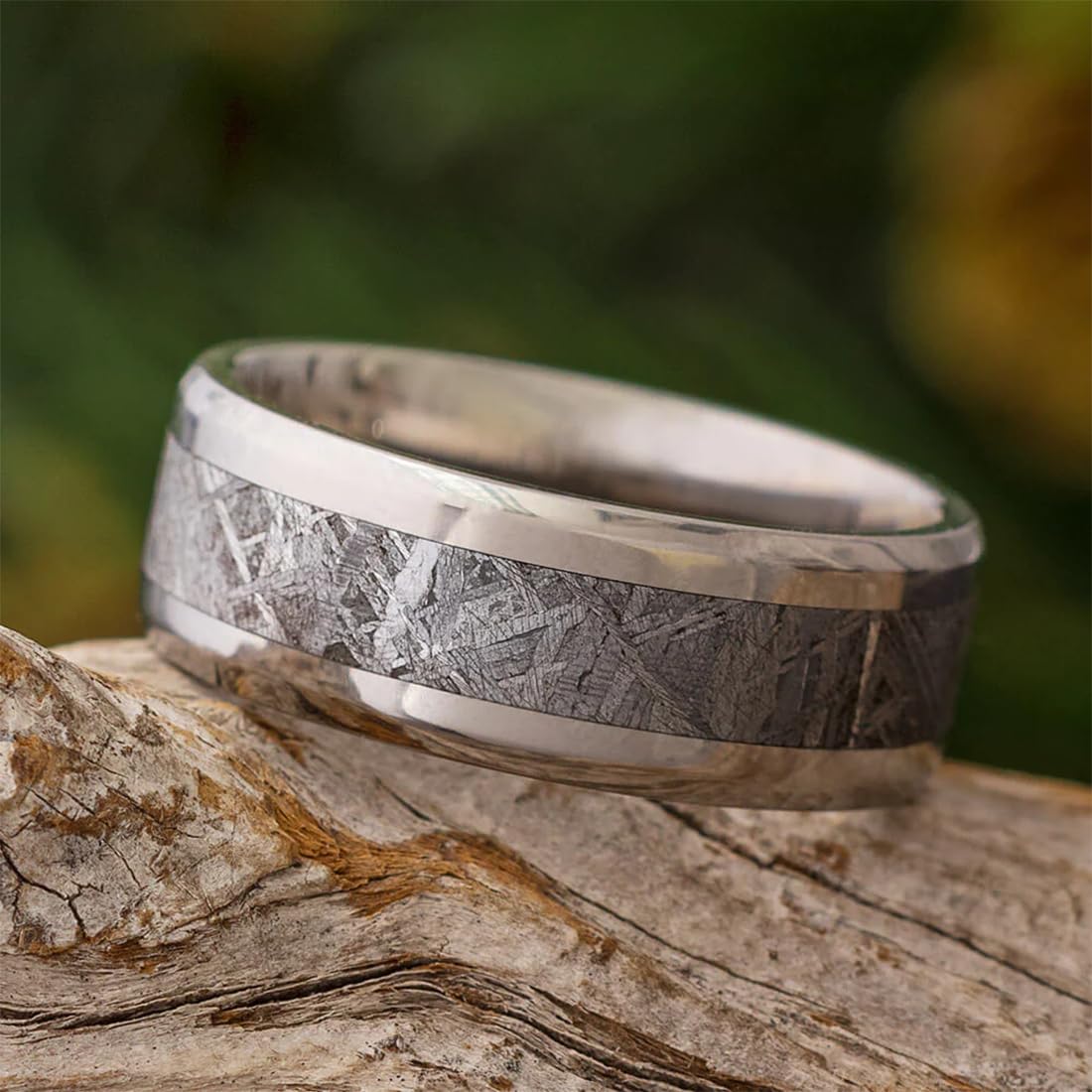 Gibeon Meteorite 8mm Titanium Comfort-Fit Wedding Band for Men & Women - Durable Unisex Titanium Ring for Everyday Wear, Anniversary & Special Occasions