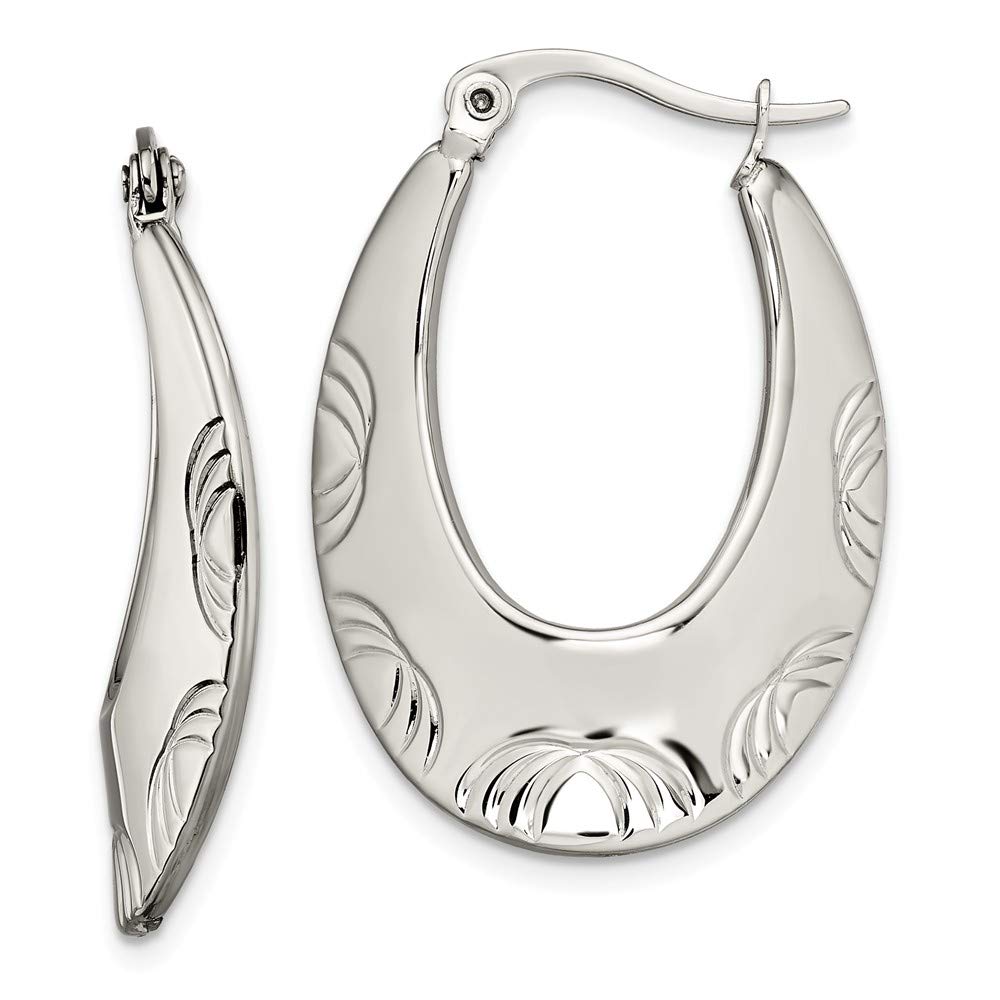 Polished Stainless Steel Half Circle Hoop Earrings for Women - Textured & Hypoallergenic Fashion Jewelry - Perfect for Everyday Wear, Parties & Gifts