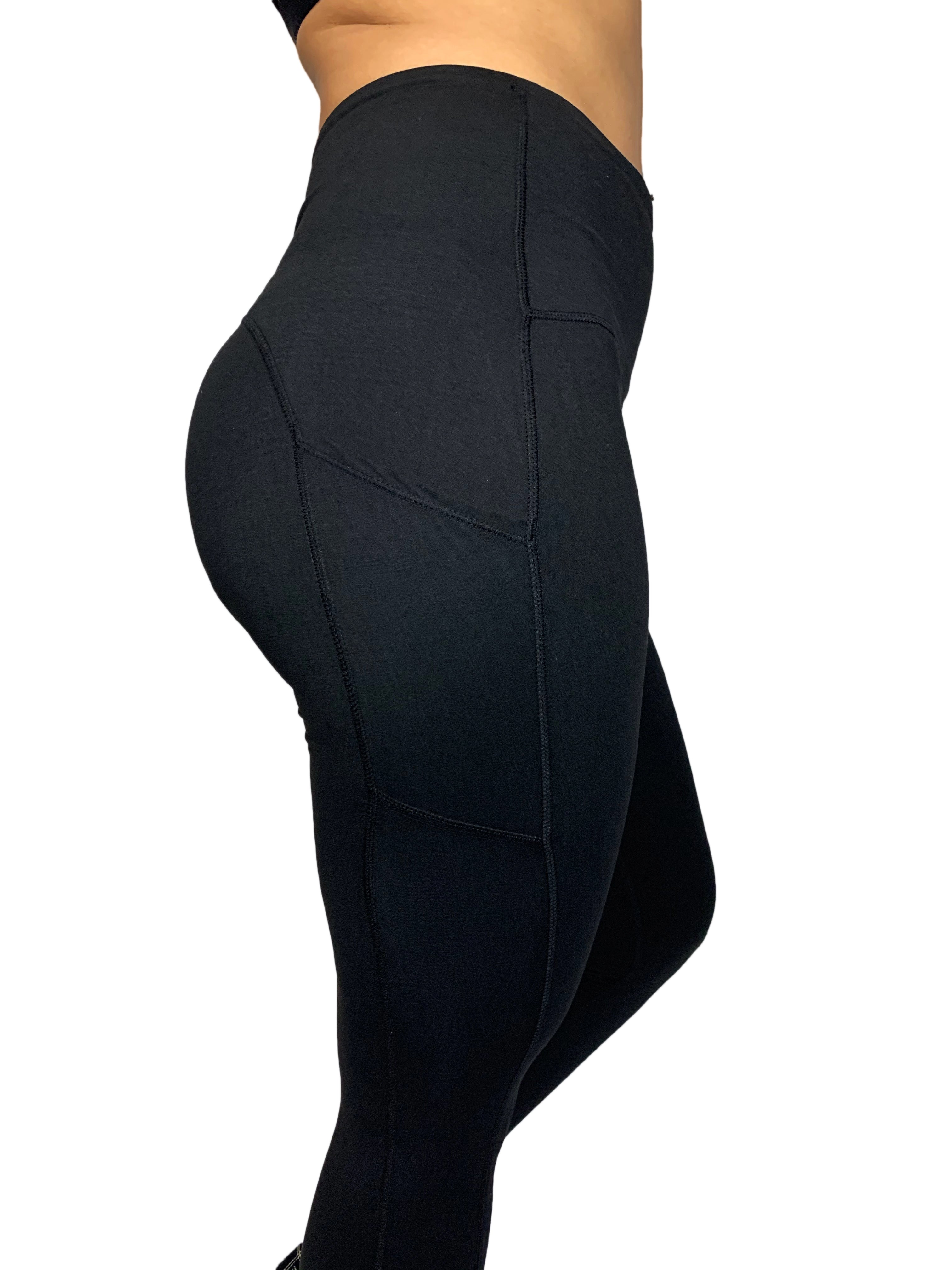 High-Waisted Solid Color Active Leggings with Pockets - Women's Workout Yoga Running Gym Leggings for Fitness & Casual Wear